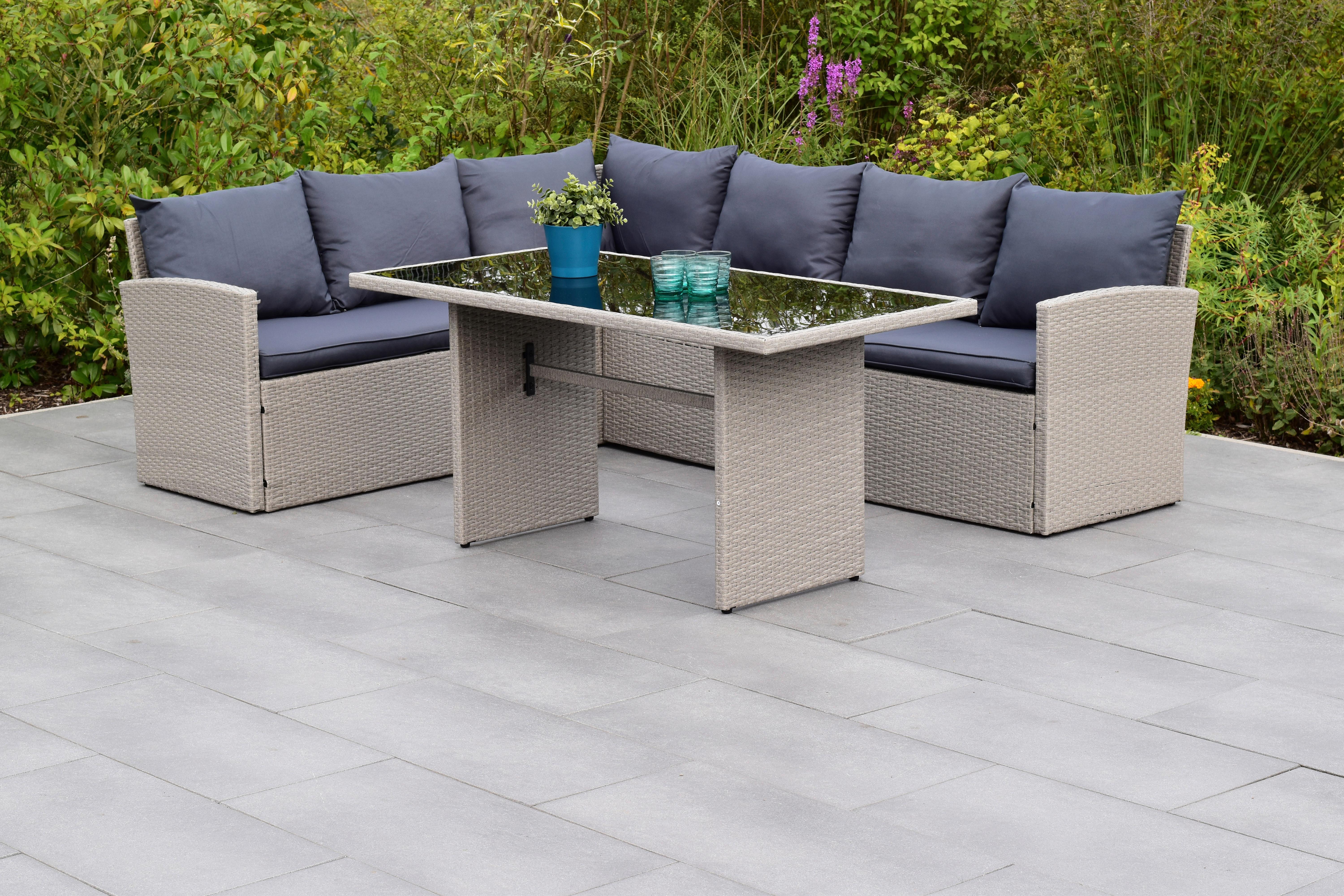 GARTENSET LANZAROTE - Grau, MODERN, Kunststoff/Textil - Gardenson