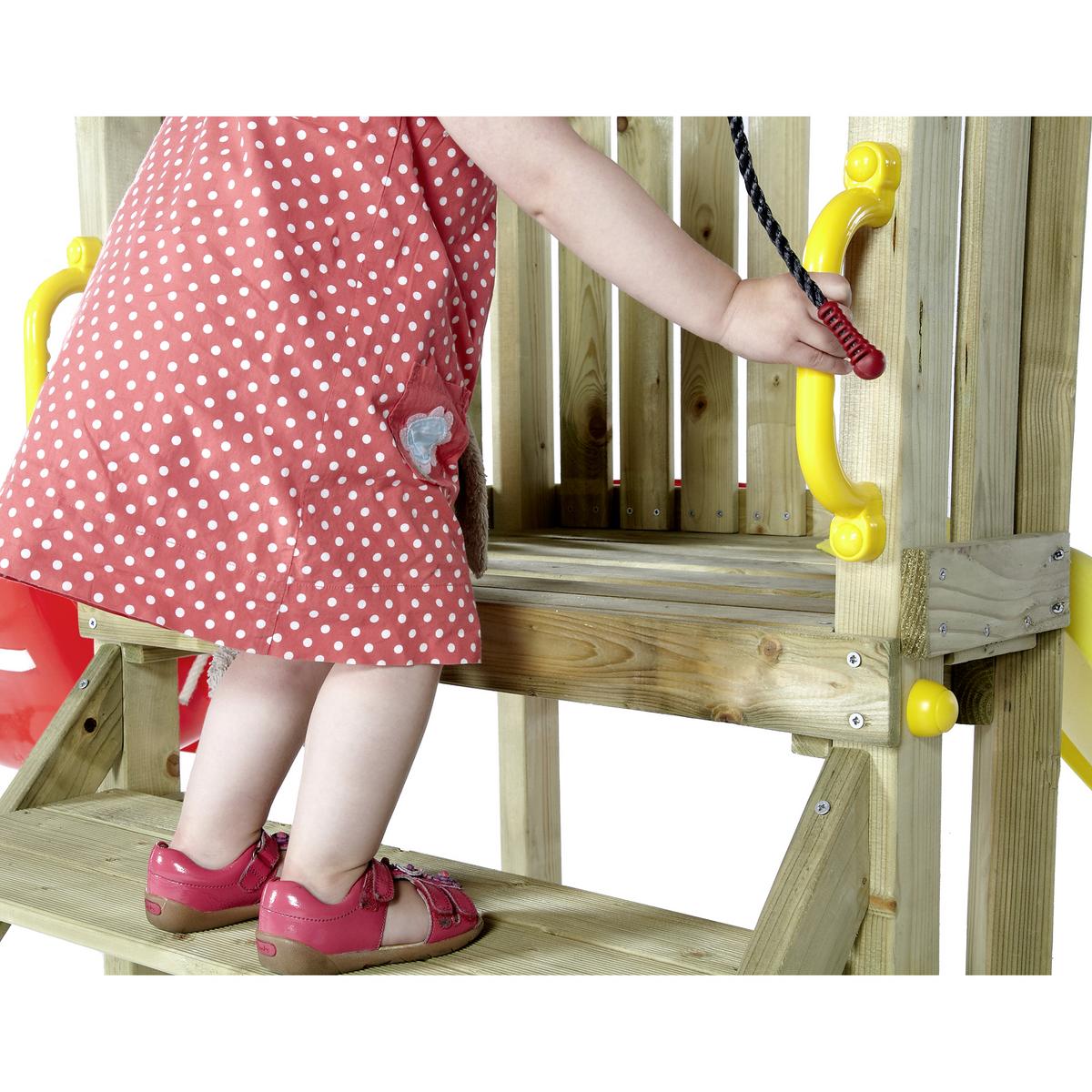 Spielturm Plum aus Holz/Kunststoff - Fichtefarben/Gelb, Basics, Holz/Kunststoff (244/162/123cm)