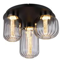 LED-Deckenleuchte Fluoro Schwarz/Chromfarben max.23Watt - Klar/Chromfarben, Basics, Glas/Kunststoff (49/34cm) - Globo