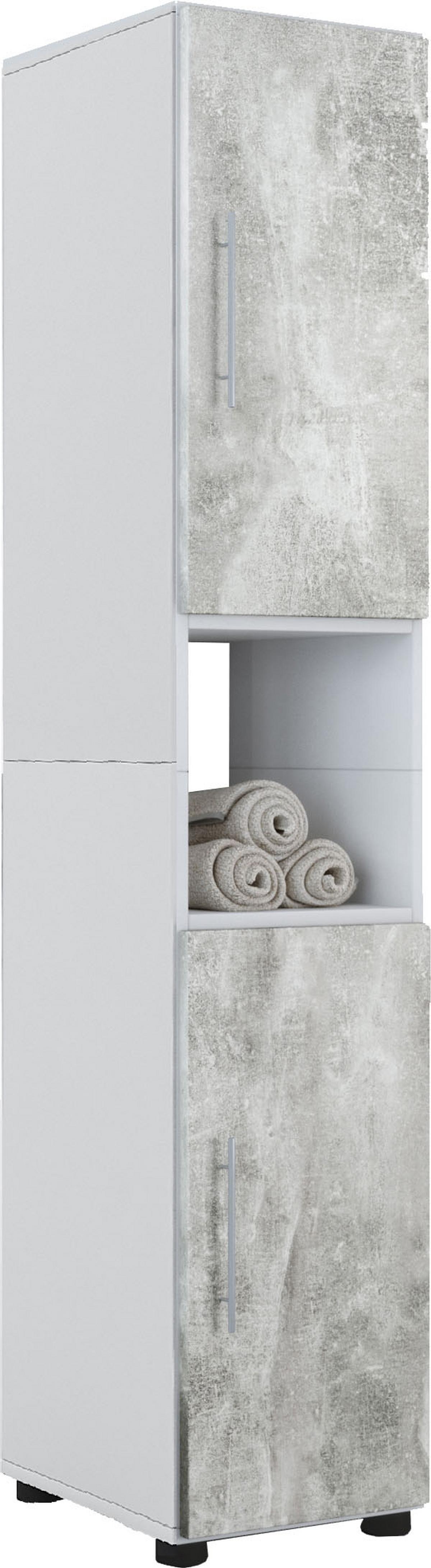 Visoka Omara Flandu, Bela, Beton - siva/bela, Basics, leseni material (31/160/30cm) - MID.YOU