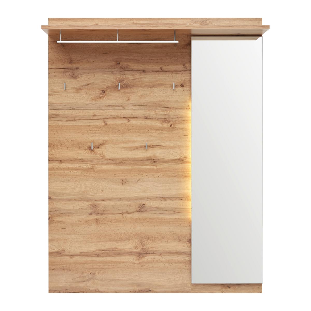 Garderobenpaneel in Eichefarben - Eichefarben/Eiche Wotan, Konventionell, Glas/Holzwerkstoff (126/163/30cm) - Mömax