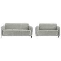 Sitzgarnitur Marone Hellgrau Teddystoff - Hellgrau/Schwarz, MODERN, Textil/Metall (180/76/90cm) - Livetastic