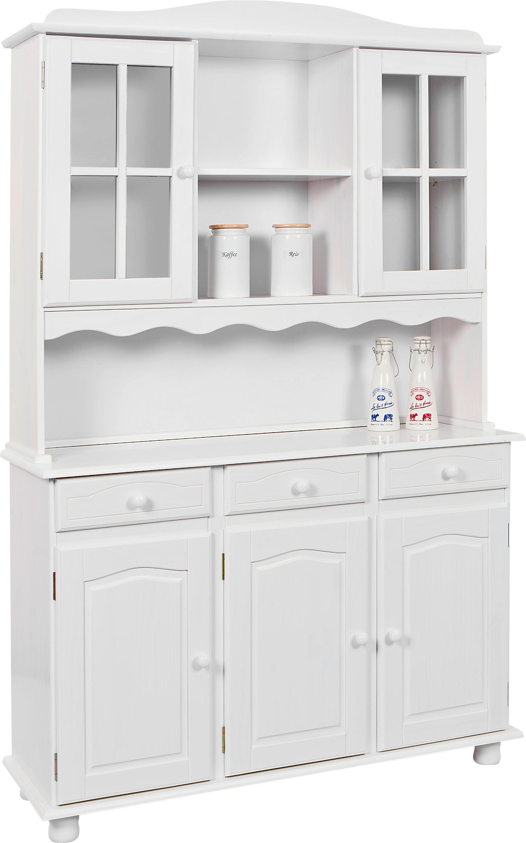 Kredenca Siena, Bela, Masiven Bor - bela, Trendi, les (130/198/43cm) - MID.YOU