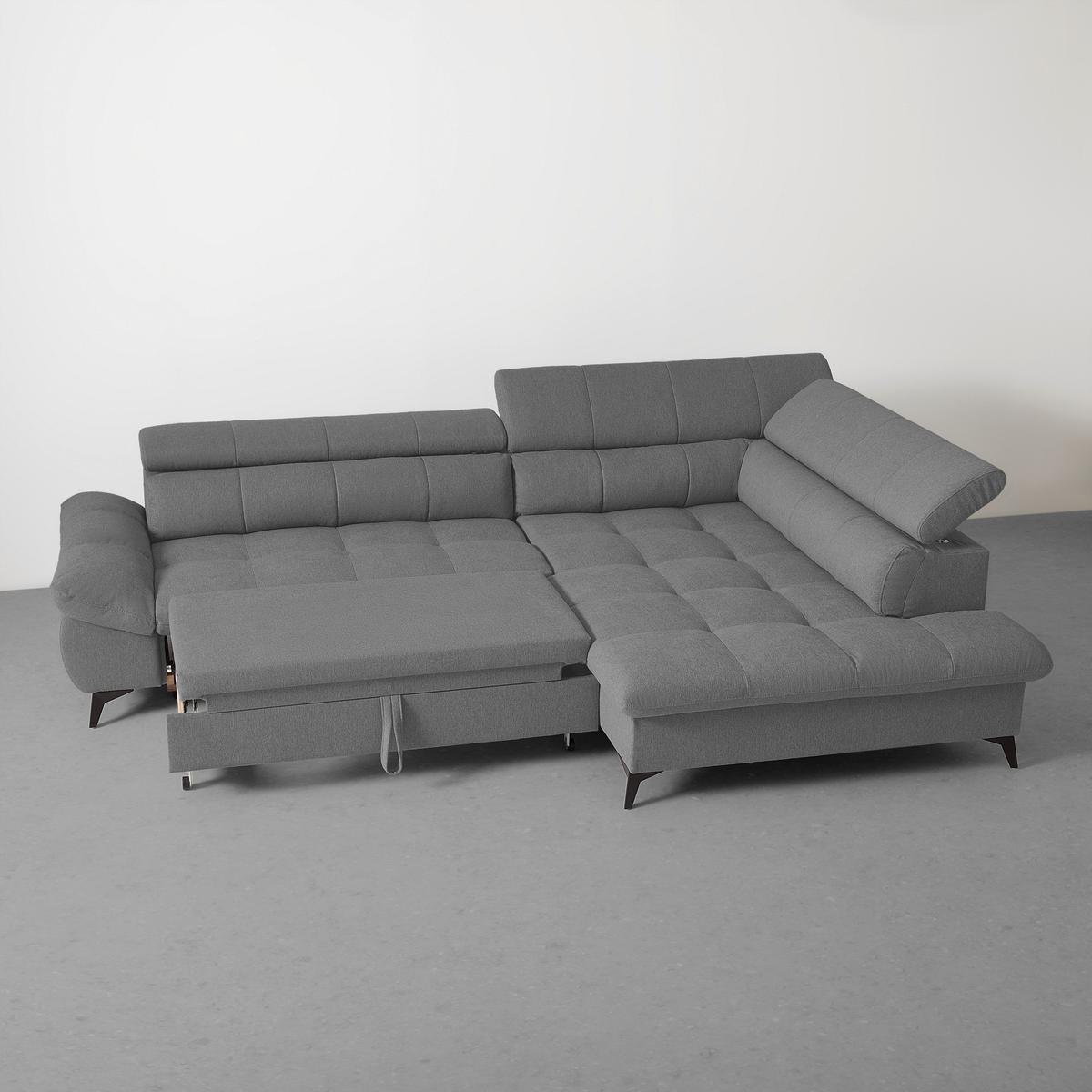 Wohnlandschaft Alberto Anthrazit - Anthrazit/Schwarz, MODERN, Textil/Metall (296/201cm) - Mömax
