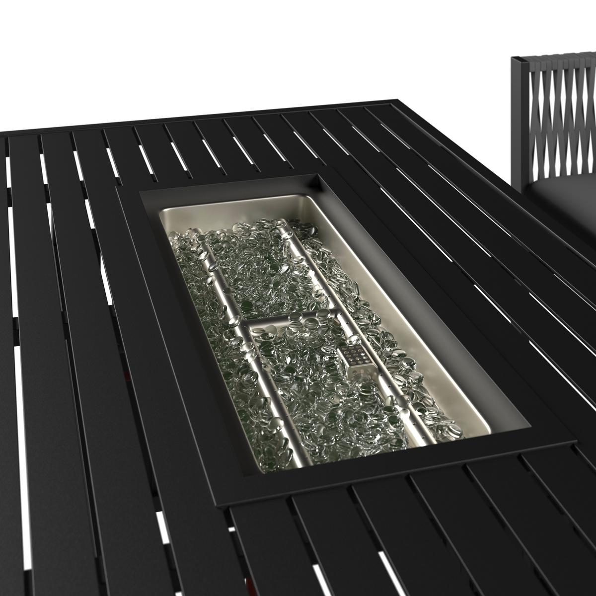 Garnitură grădină Selena - gri deschis/culoare inox, Modern, sticlă/metal (258/66/72cm) - Bessagi Garden