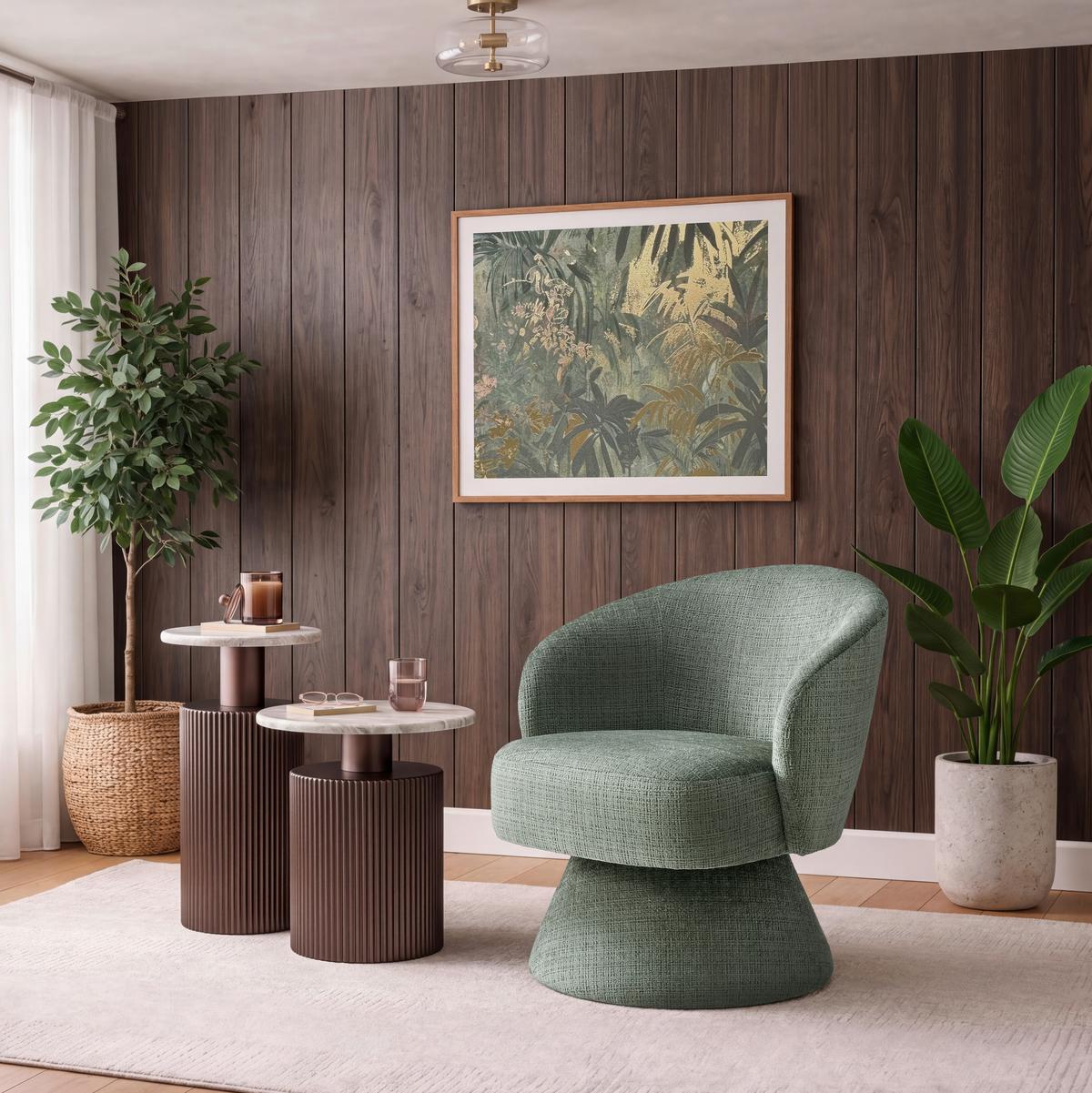 Drehsessel Maja Chenille Hellgrün - Hellgrün, MODERN, Holz/Textil (70/75/68cm) - Mömax