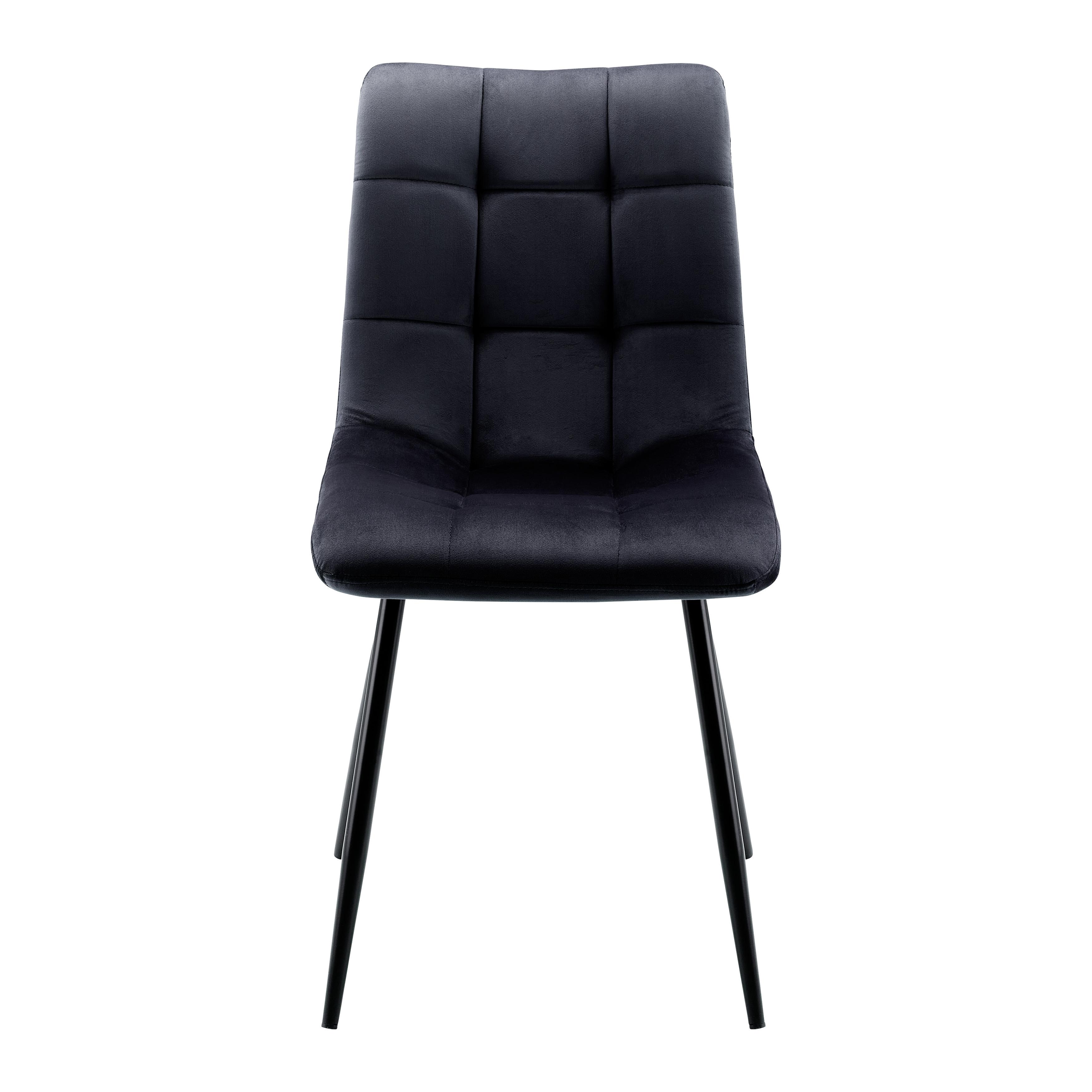 Stuhl "Suri", Samtbezug, dunkelblau, Gepolstert - Schwarz/Dunkelblau, MODERN, Holz/Textil (46/87/59cm) - Bessagi Home