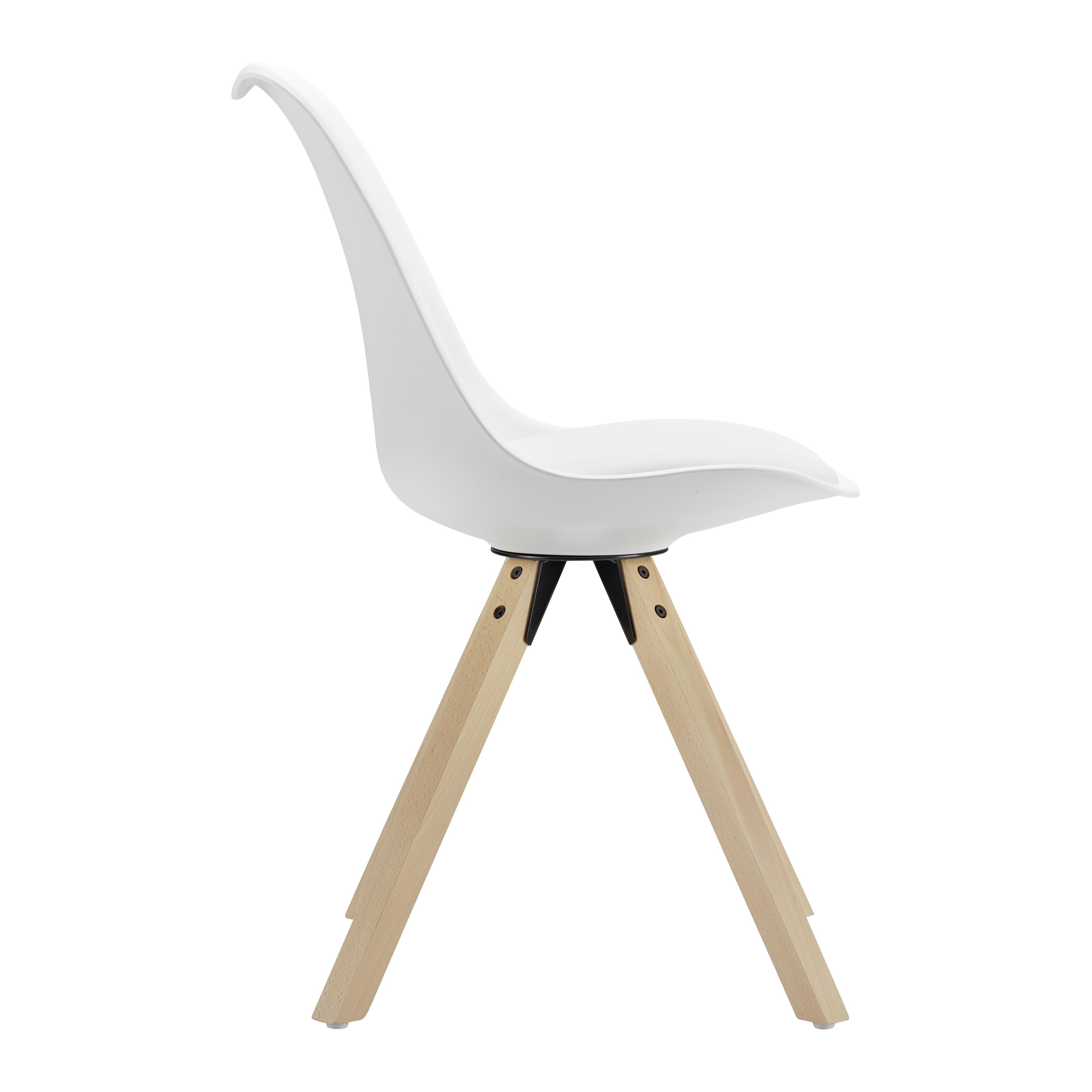 Stuhl "Ricky", weiß, Echtholz Beine - Buchefarben/Weiß, MODERN, Holz/Kunststoff (48/85/57,4cm) - Bessagi Home