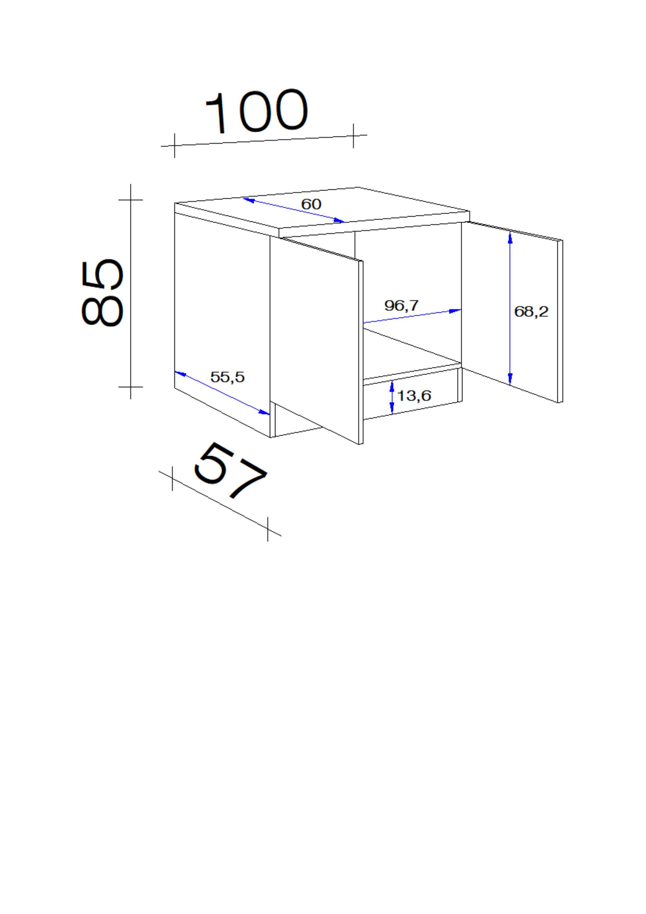 Kuhinjska Spodnja Omarica Lucca, Bela - bela/barve aluminija, Konvencionalno, umetna masa/leseni material (100/85/57cm) - FlexWell