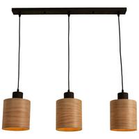 Hängeleuchte Bulgi max. 3x25 Watt - Eichefarben/Schwarz, KONVENTIONELL, Holz/Metall (75/15/120cm) - Modern Living