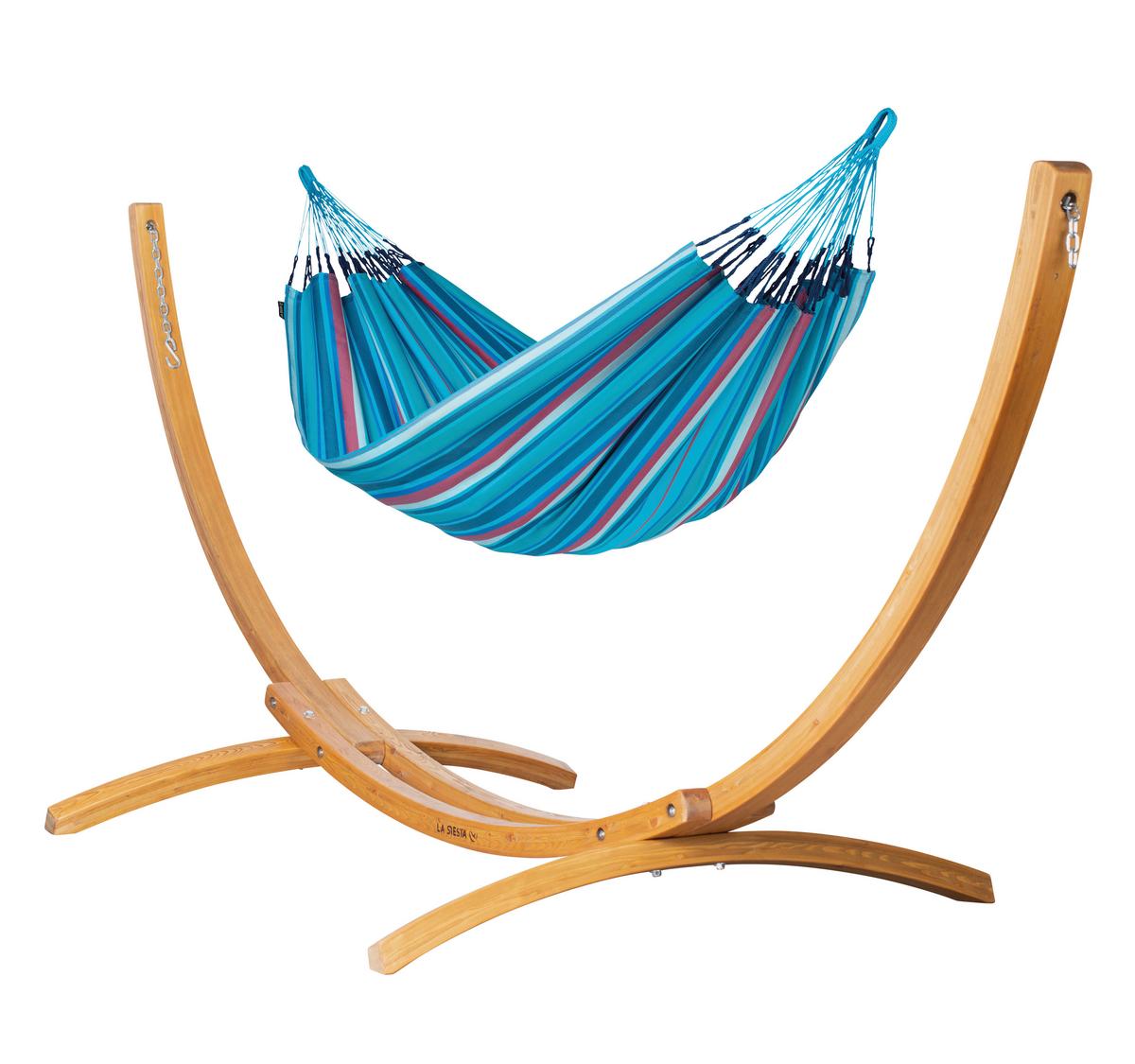 Hängematte Classic Double Hammock Blau/Rot - Blau/Kirschrot, KONVENTIONELL, Textil (160/350cm) - La Siesta