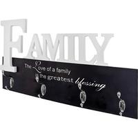 Cuier perete cu cârlige Family - alb/culoare crom, Modern, metal/material pe bază de lemn (50/29/7cm) - Modern Living