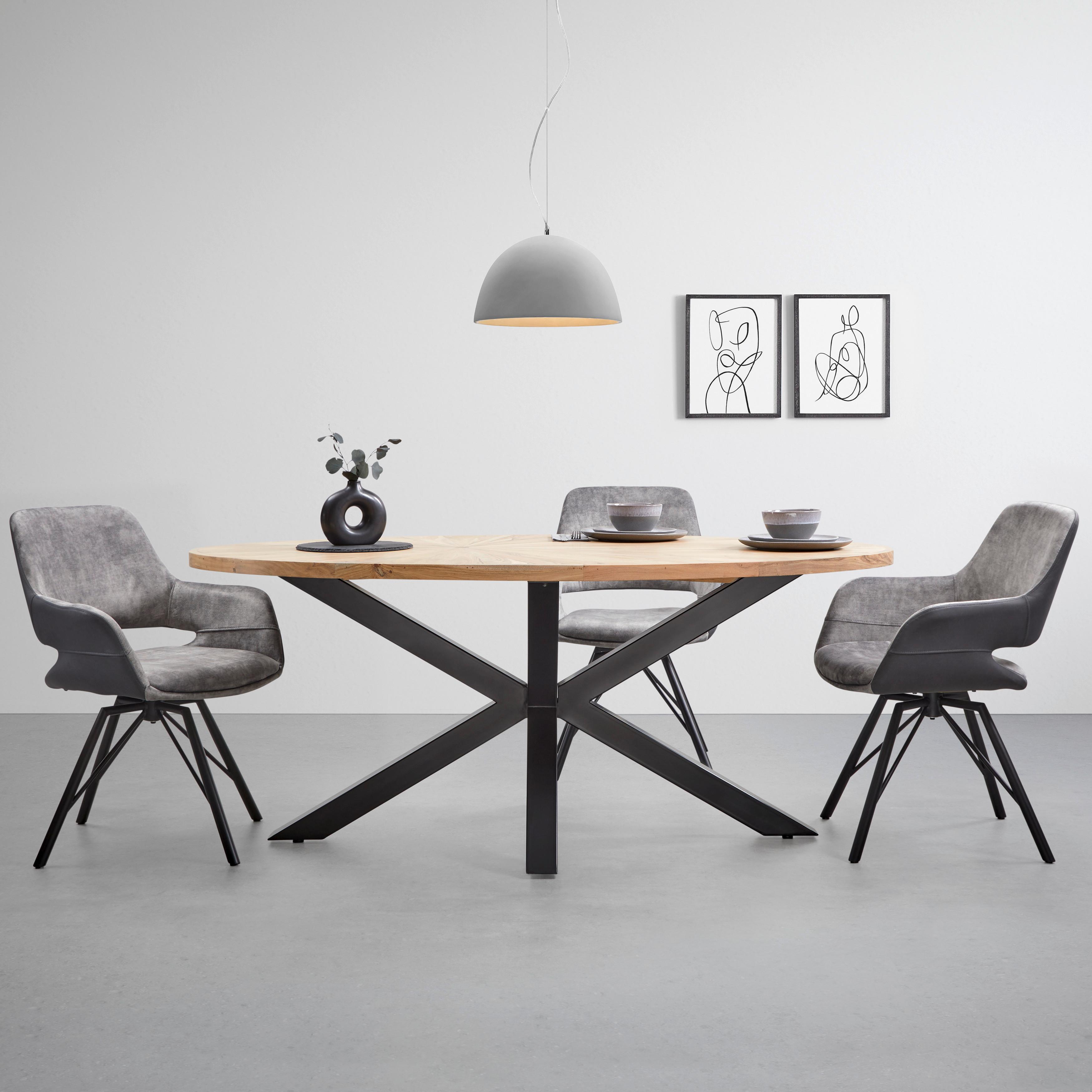 MATBORD ORBIT - svart/akaciefärgad, Design, metall/trä (180/76/100cm) - Zandiara