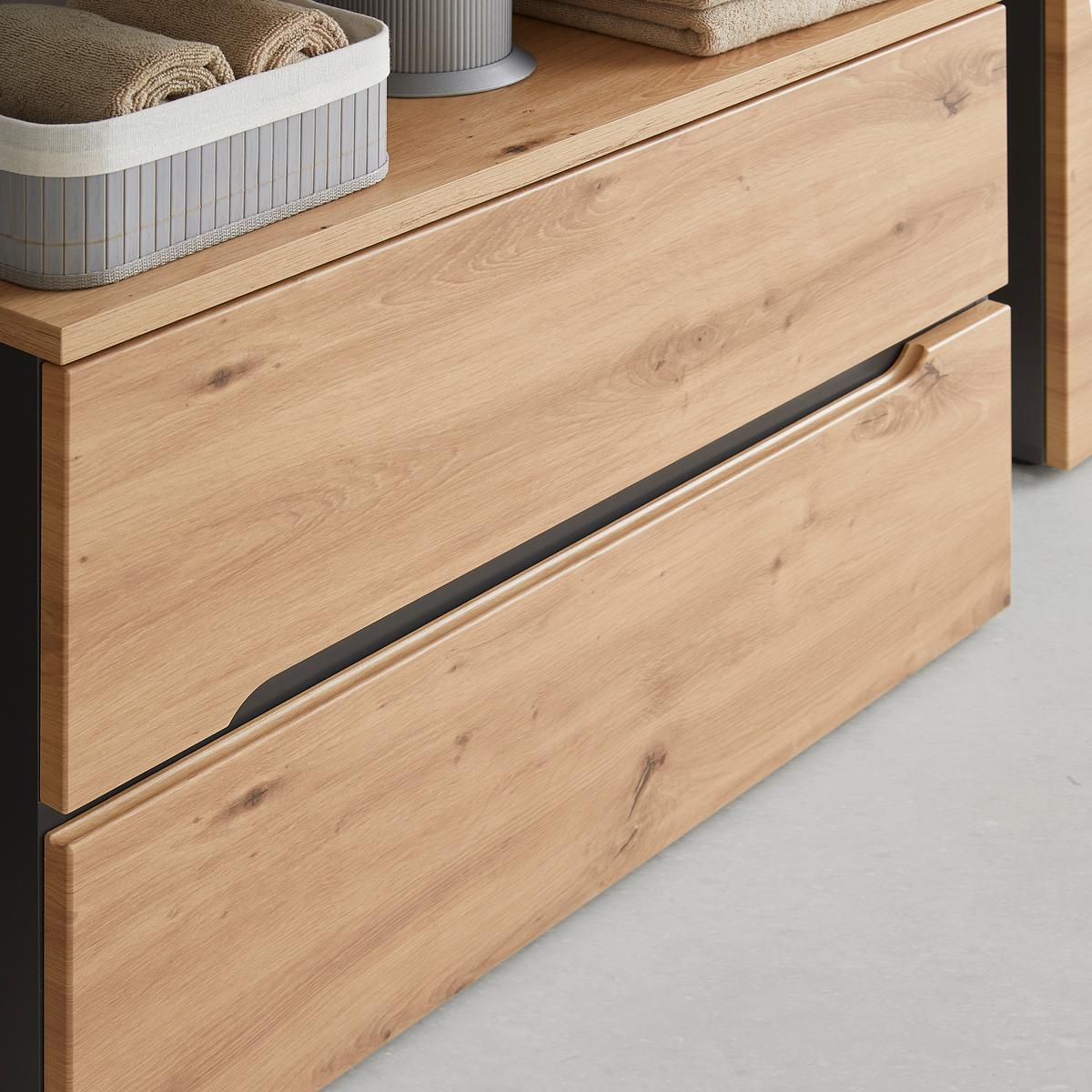 Waschbeckenunterschrank Memphis Artisan Eiche/Grau - Schwarz/Eiche Artisan, Modern, Holzwerkstoff/Kunststoff (80/55/38cm) - Mömax
