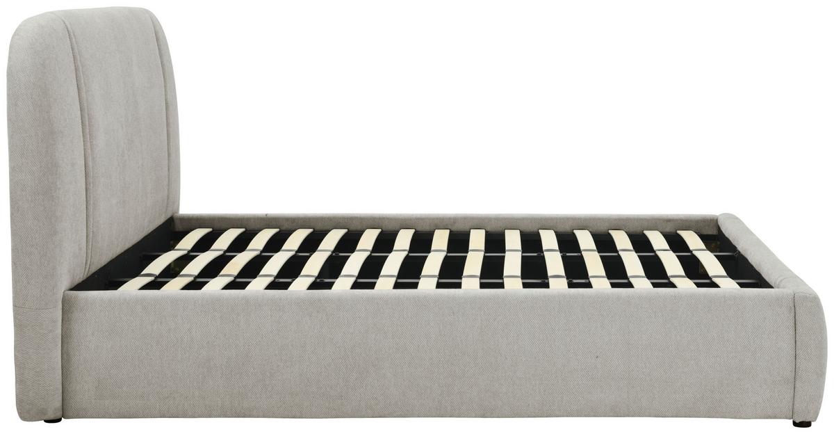 Oblazinjena Postelja Leo, Rjavosiva, 180x200cm - rjavosiva/črna, Design, kovina/umetna masa (218/114/224cm) - MID.YOU