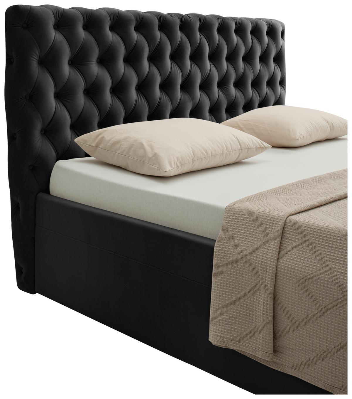 Polsterbett Katar Schwarz ca. 160x200cm - Schwarz, KONVENTIONELL, Textil (160/200cm) - Mömax