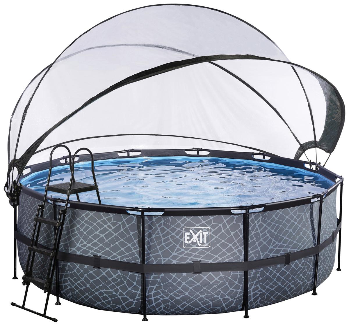 Bazen Exit Stone Pool, Črpalka S Peščenim Filtrom, Ø 427cm - siva, Konvencionalno, kovina (427/122cm) - EXIT Toys