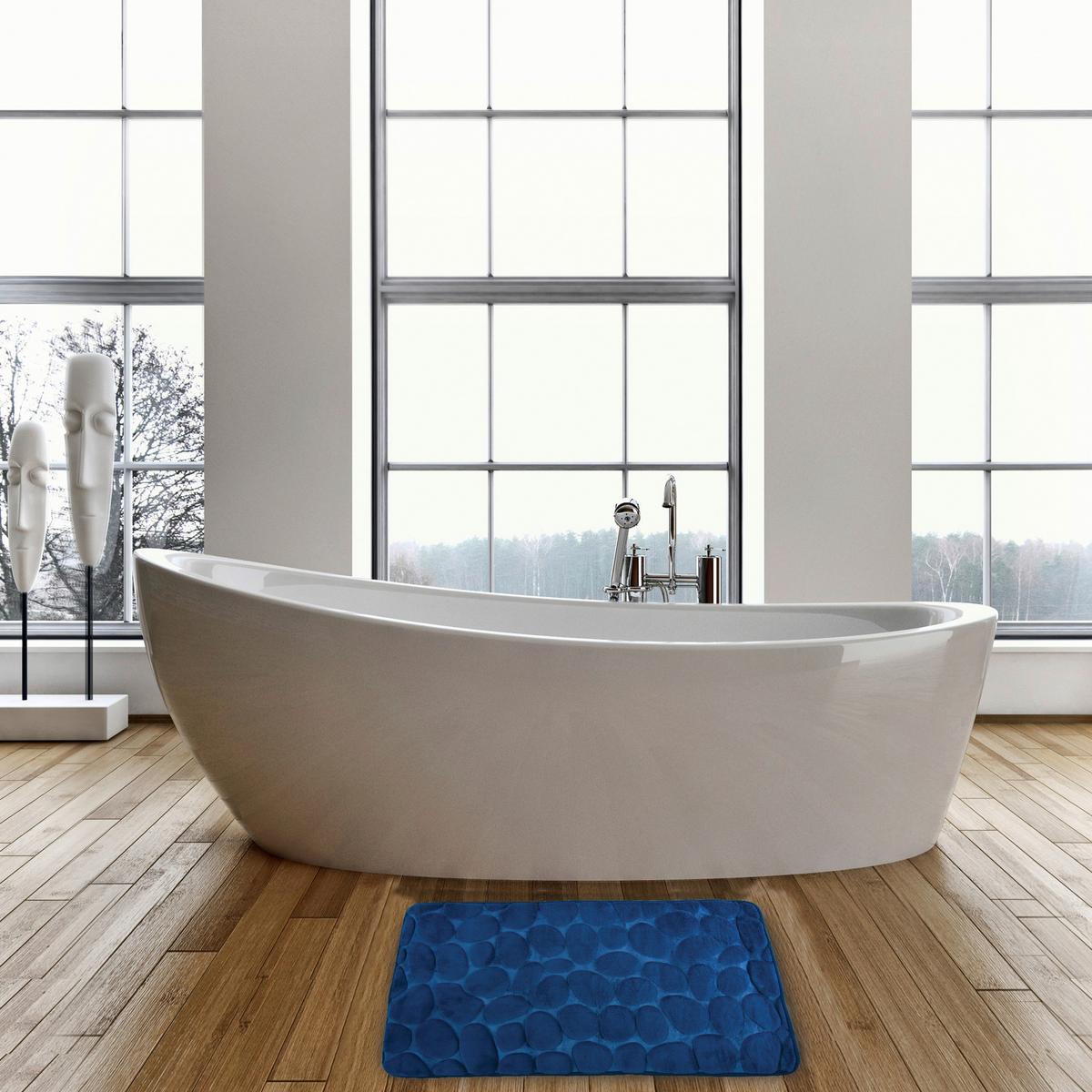 Badteppich 141057 Kiesel - Dunkelblau, Konventionell, Textil (50/80cm) - Spirella