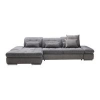 Wohnlandschaft Sanfino Graphitfarben/Grau - Chromfarben/Graphitfarben, KONVENTIONELL, Holz/Textil (199/79-96/305cm) - Premium Living