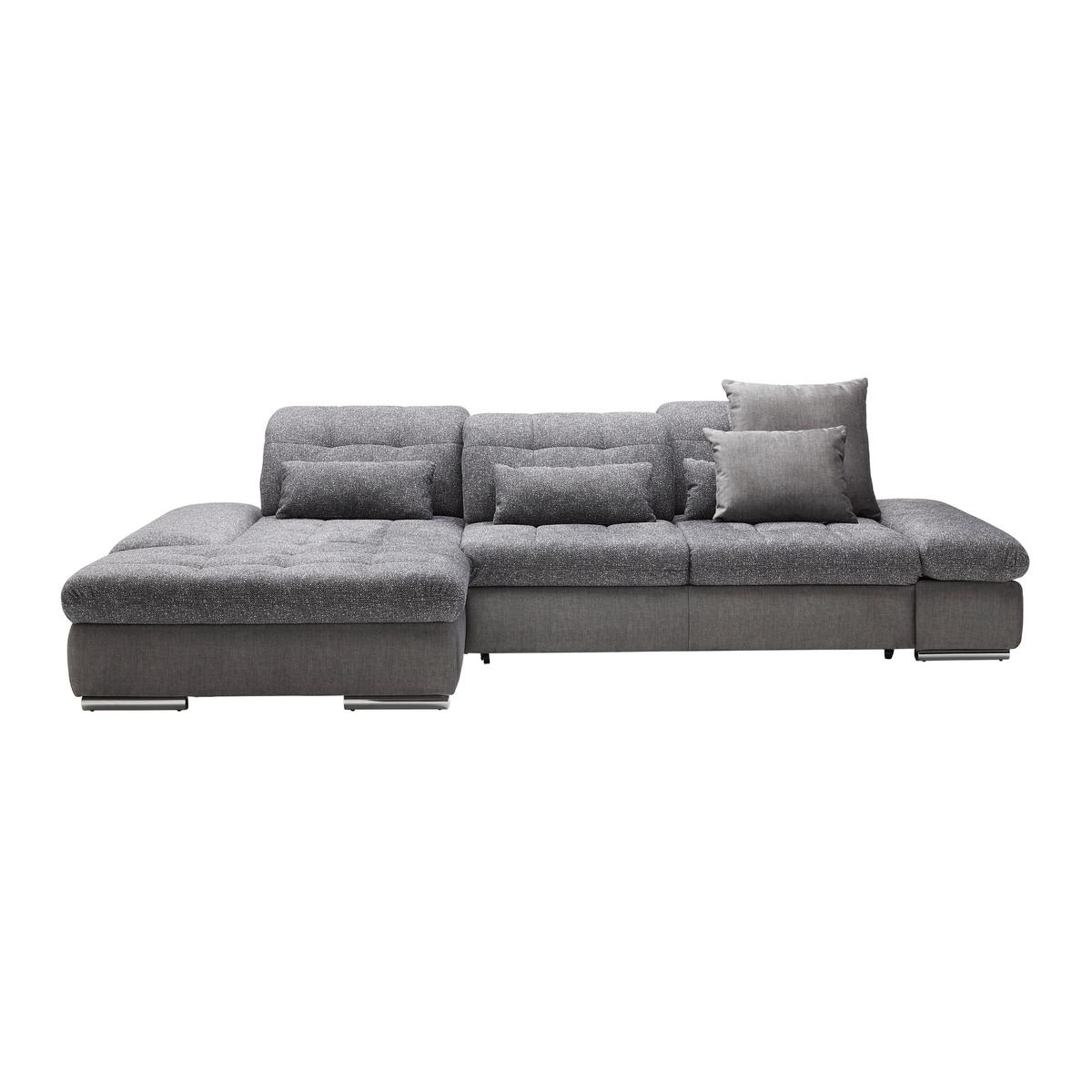 Wohnlandschaft Sanfino Graphitfarben/Grau - Chromfarben/Graphitfarben, KONVENTIONELL, Holz/Textil (199/79-96/305cm) - Premium Living
