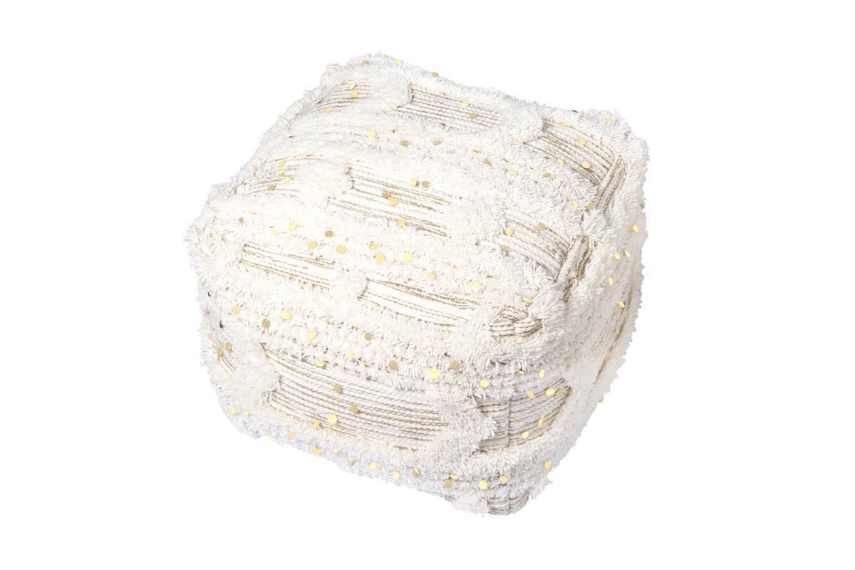 POUF POUF BOHIST 425 CREME / KHAKI - Creme/Olivgrün, Trend, Kunststoff/Textil (50/45/50cm) - Kayoom