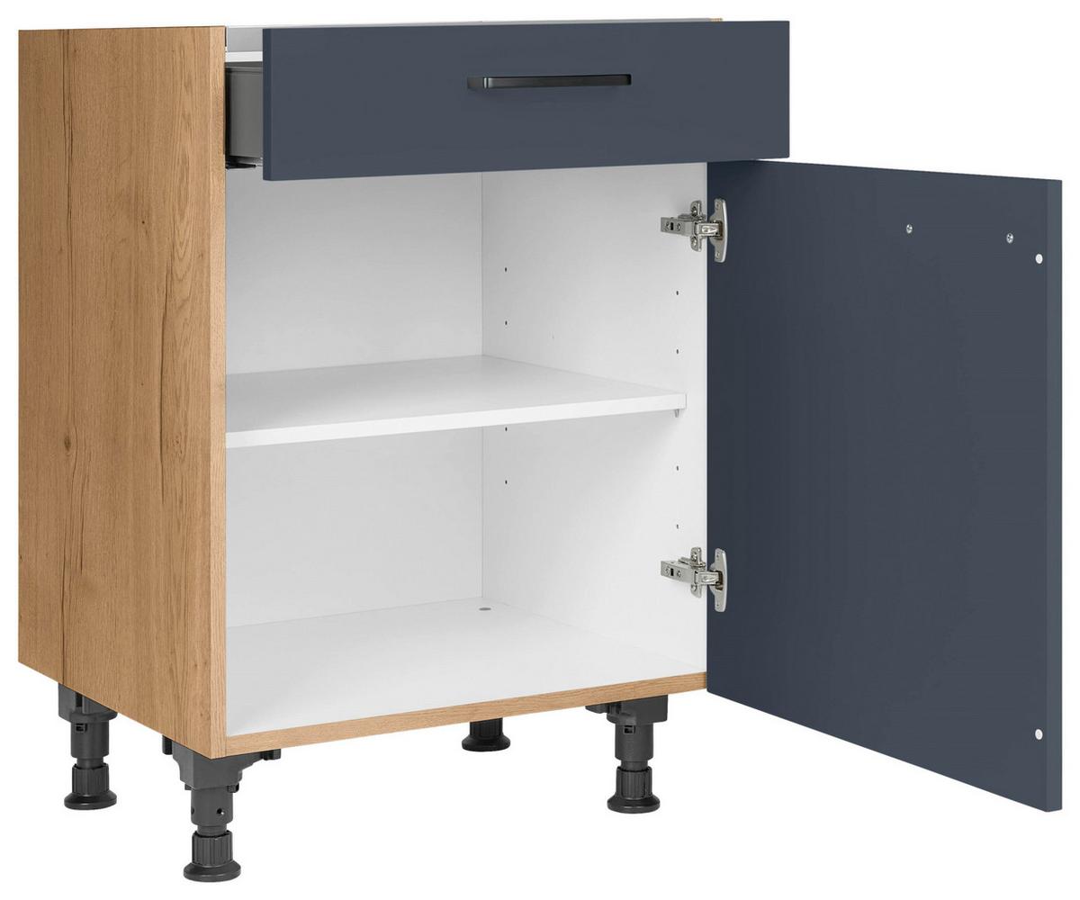 Kochfeldumbauschrank Easytouch Blau - Blau/Eichefarben, MODERN, Holzwerkstoff/Metall (60/87/56cm) - Nobilia