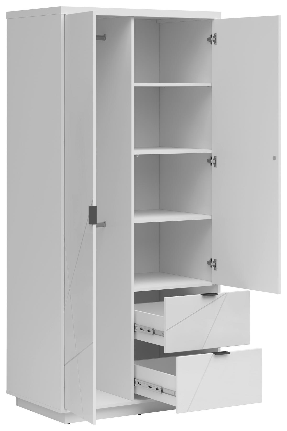 Ormar S Klasičnim Vratima Forn - bijela/bijela visoki sjaj, Moderno, drvni materijal/metal (94/200,5/56,5cm) - Modern Living