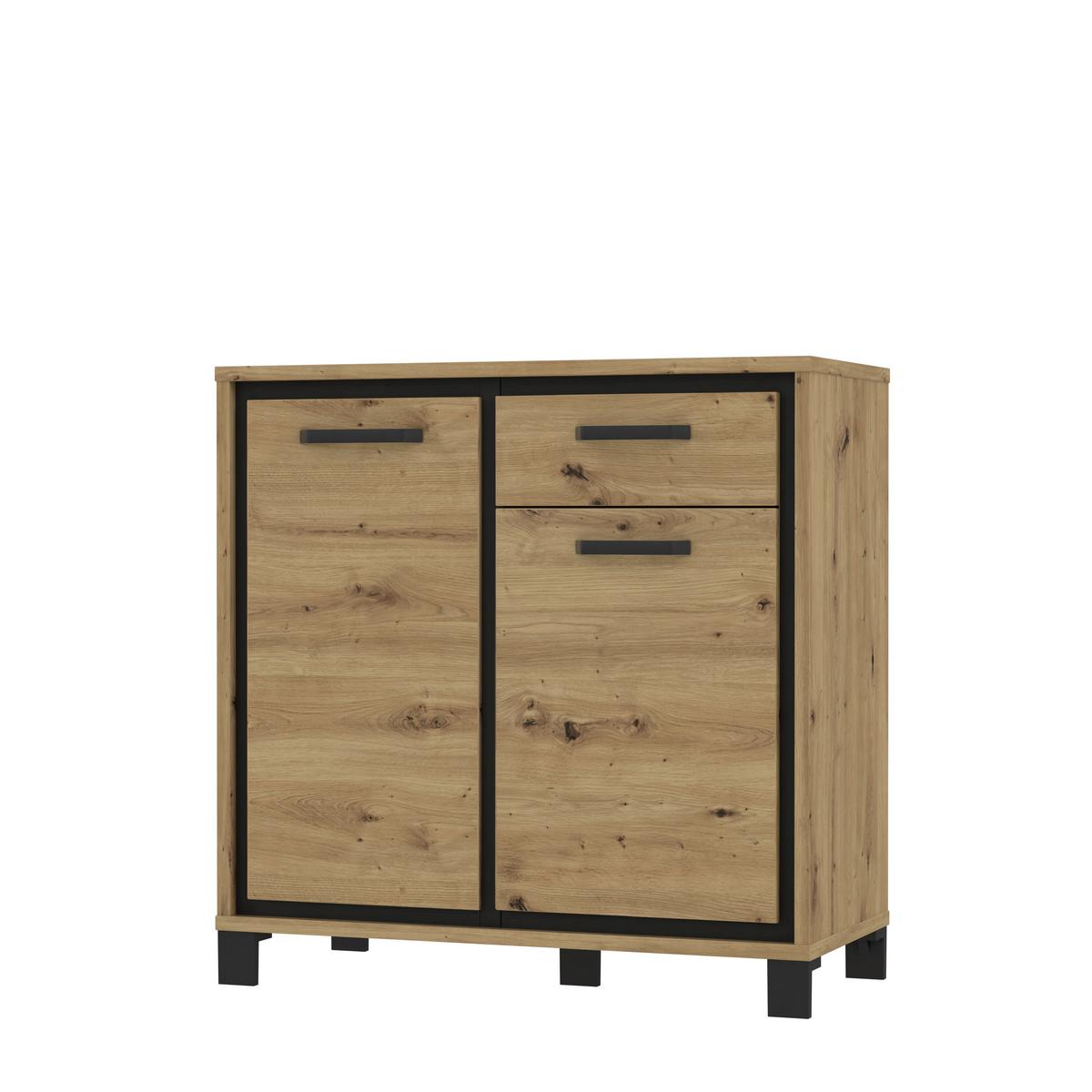 Kommode "Trondheim" , Schwarz, Eiche - Eichefarben/Schwarz, MODERN, Holzwerkstoff/Kunststoff (91,4/91,2/41,5cm) - MID.YOU