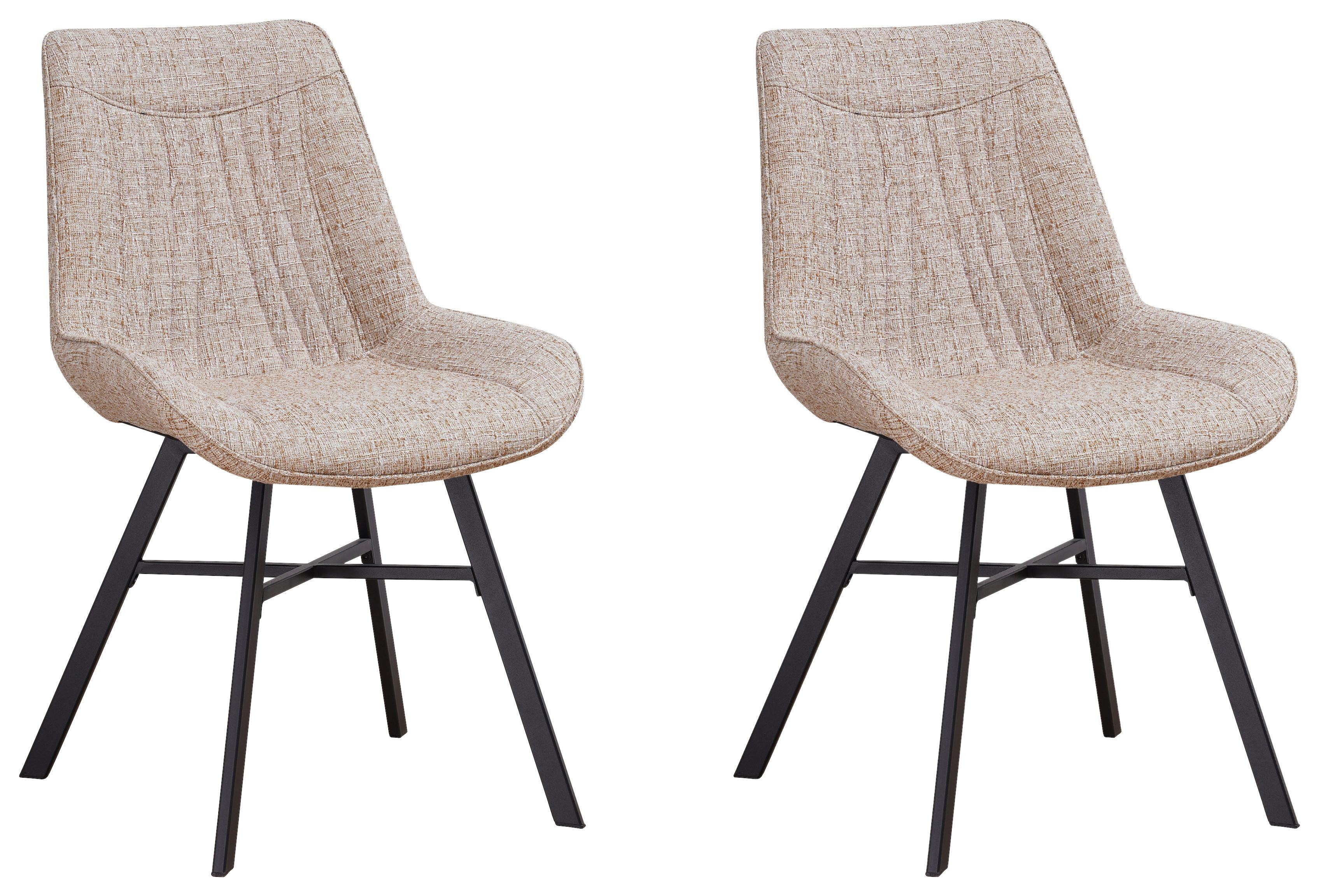 Stuhl-Set Samuel ca. 53x87 cm 2er-Set Weiß - Beige/Schwarz, Design, Textil (53/87/63cm) - MID.YOU