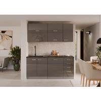 Blok Kuhinja Grey - siva visoki sjaj/boja hroma, Moderno, metal/pločasti materijal (180/214/60cm) - Modern Living