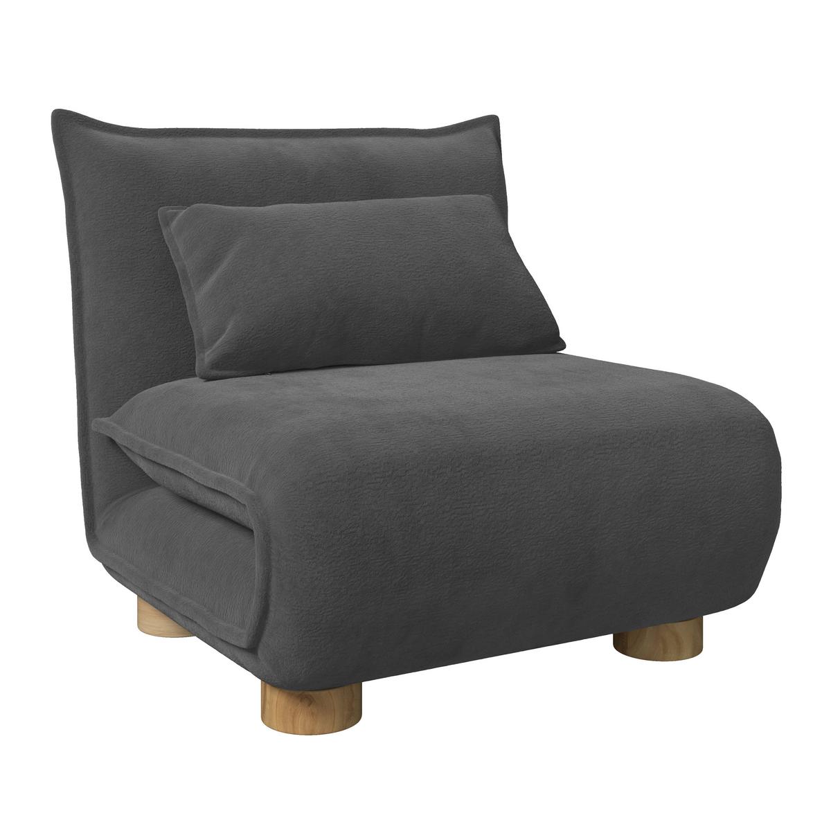 Schlafsessel Bella Bouclé Dunkelgrau - Dunkelgrau/Naturfarben, MODERN, Holz/Textil (83/41/63cm) - Bessagi Home