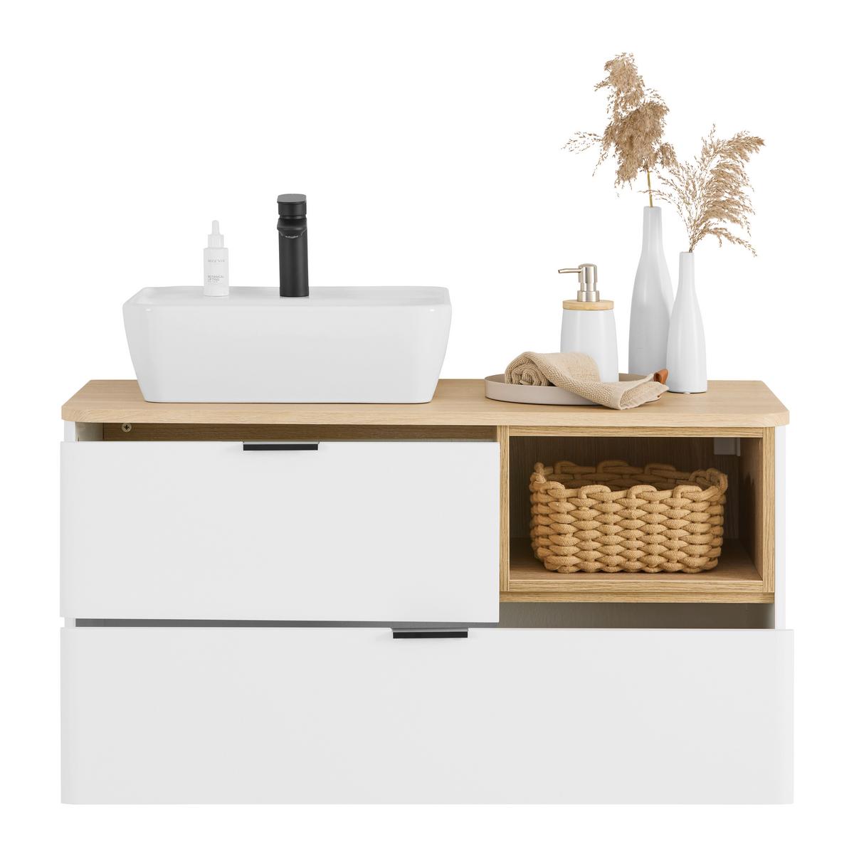 Element Ispod Umivaonika Elias -Exklusiv- - bijela/crna, Moderno, drvni materijal/metal (100/50/48cm) - Mömax