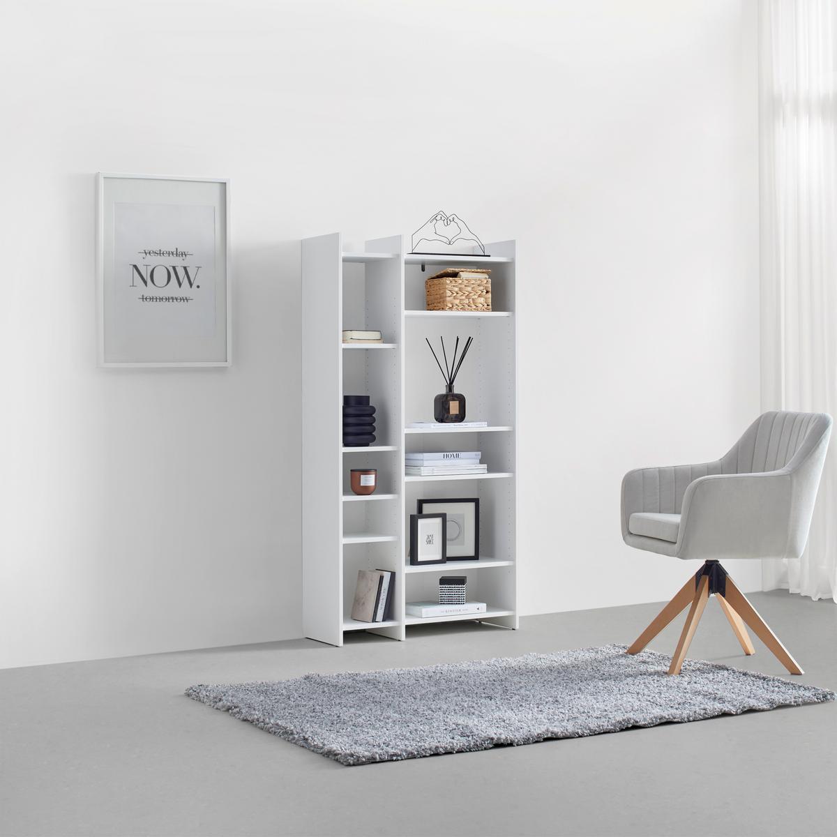 Regal Benny in Weiss - Weiss/Schwarz, Modern, Holzwerkstoff/Kunststoff (80/156/32cm) - Mömax