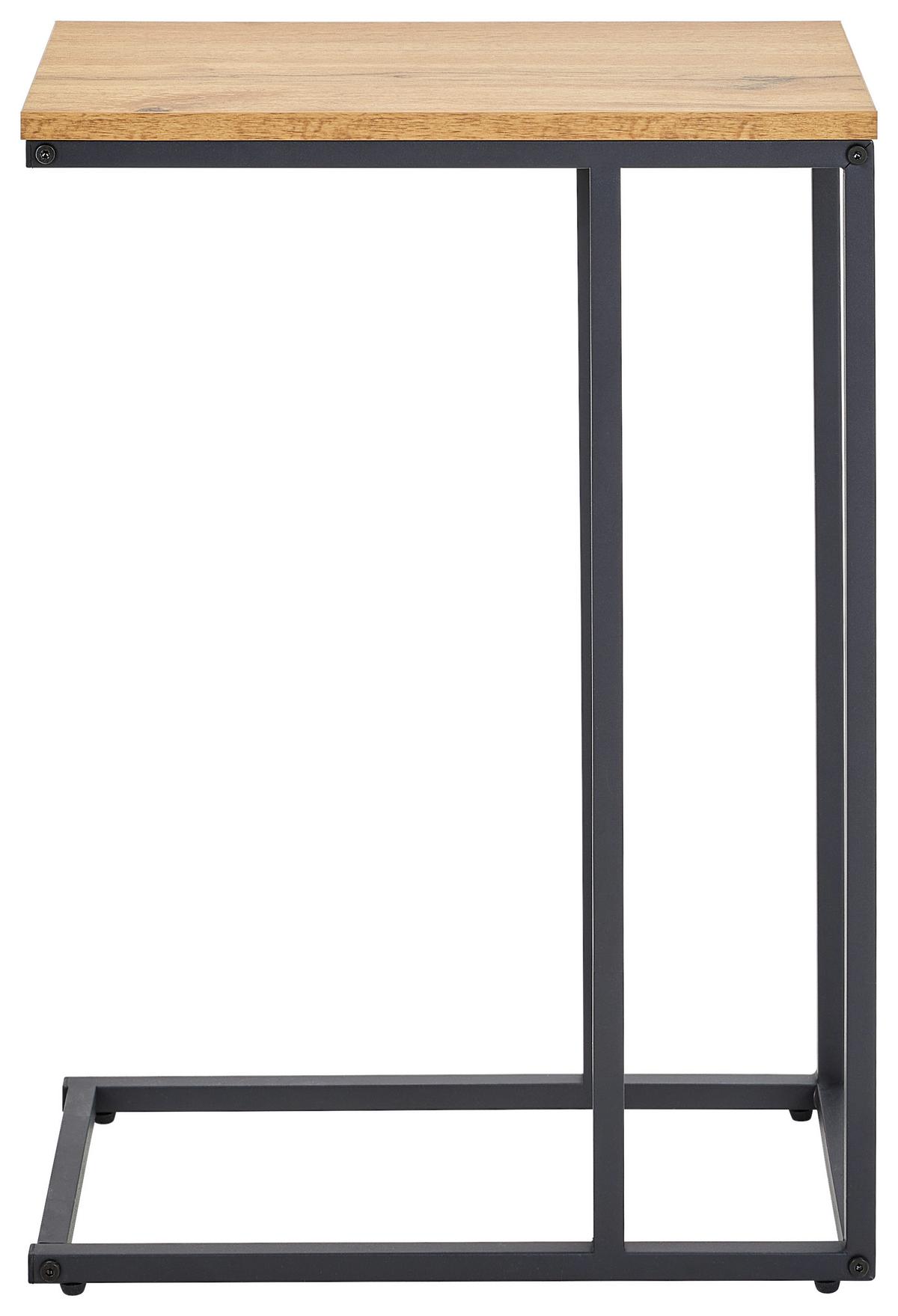 STOLIK BOCZNY LUCAS - kolor dębowy/czarny, Basics, materiał drewnopochodny/metal (45/25/64cm) - Boxxx