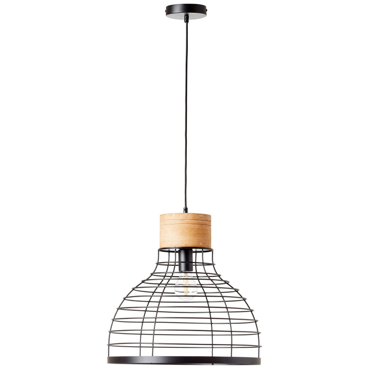 Pendelleuchte Avia Schwarz max. 52 Watt - Schwarz, Natur, Holz/Metall (47/135cm) - Brilliant