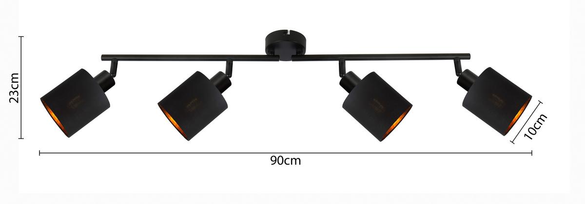 Strahler Goldi max. 15 Watt - Goldfarben/Schwarz, Modern, Textil/Metall (89,5/10/23cm) - Mömax