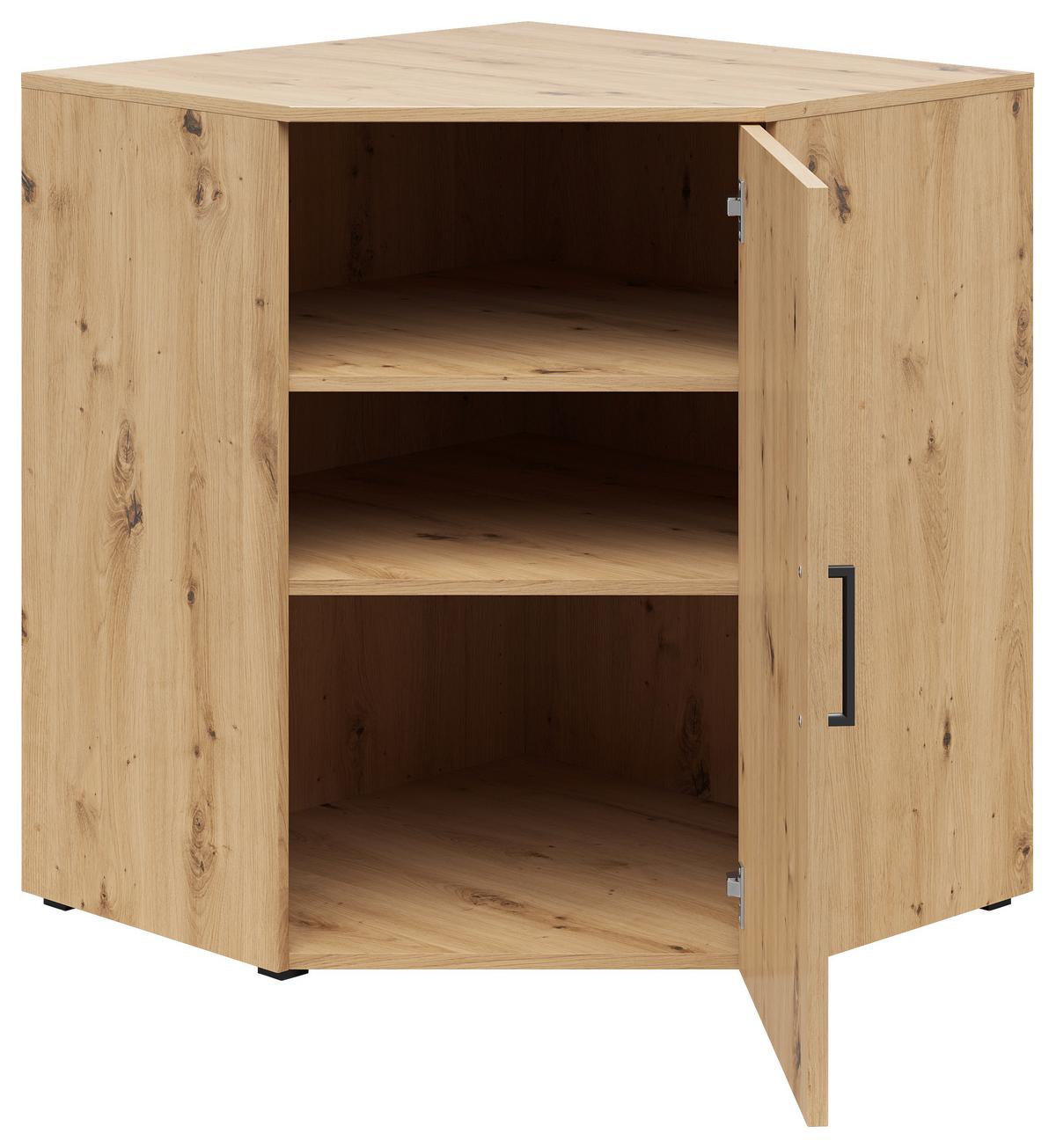 Eckkommode Multistauraum Eiche Artisan - Anthrazit/Schwarz, Modern, Holzwerkstoff/Kunststoff (71,5/83/71,5cm) - Premium Living
