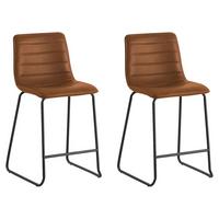 Barhocker-Set Milan 2er-Set Braun - Cognac/Schwarz, KONVENTIONELL, Kunststoff/Textil (49/98/54,5cm) - MID.YOU