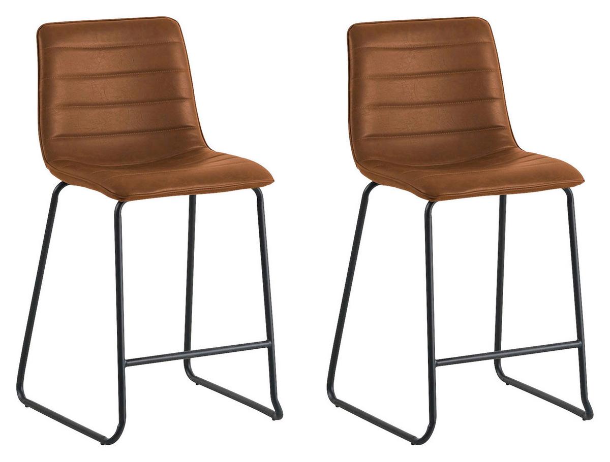 Barhocker-Set Milan 2er-Set Braun - Cognac/Schwarz, KONVENTIONELL, Kunststoff/Textil (49/98/54,5cm) - MID.YOU