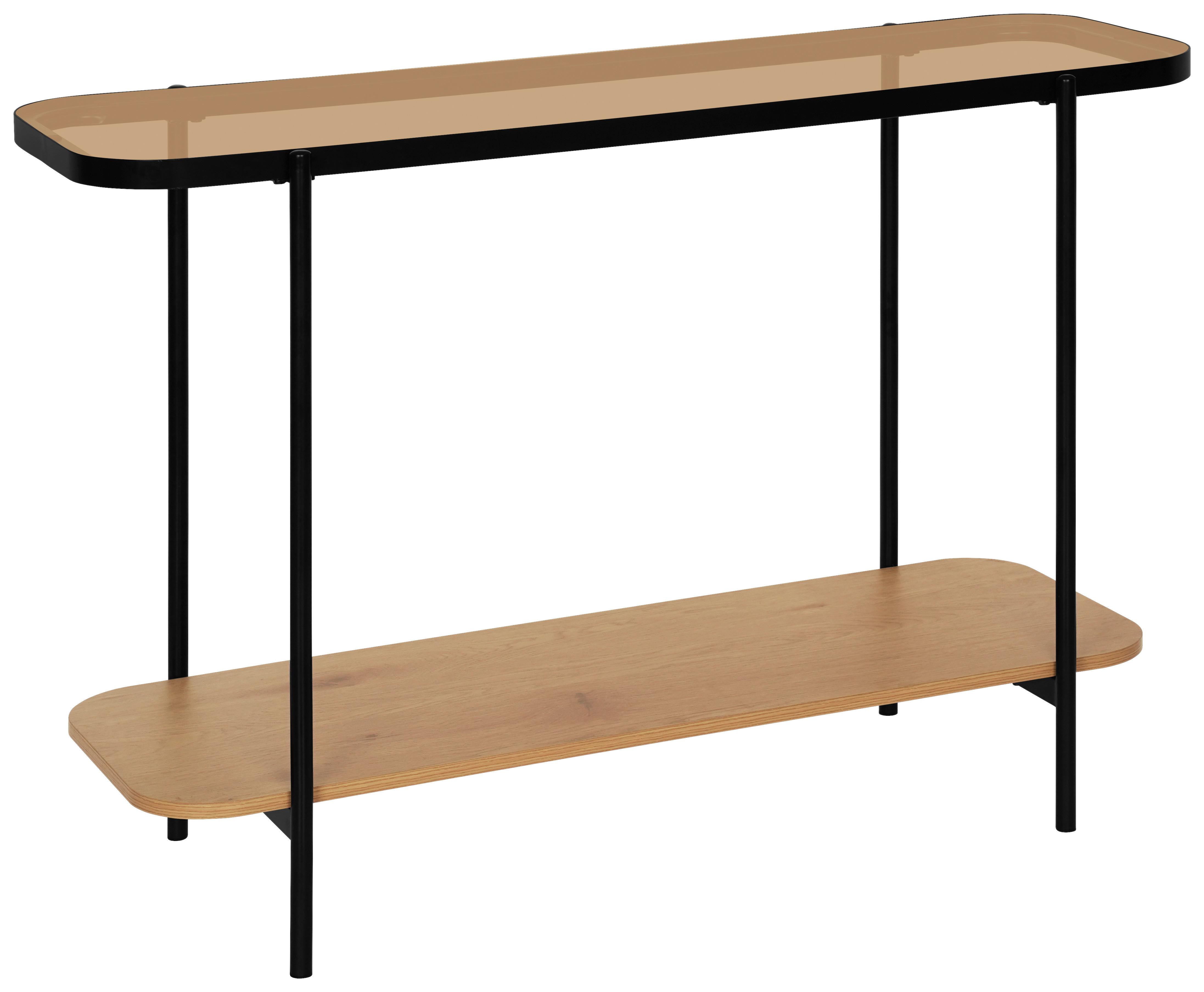 Konzola Linea - prirodne boje/crna, Moderno, staklo/drvni materijal (110/76/39cm) - Modern Living