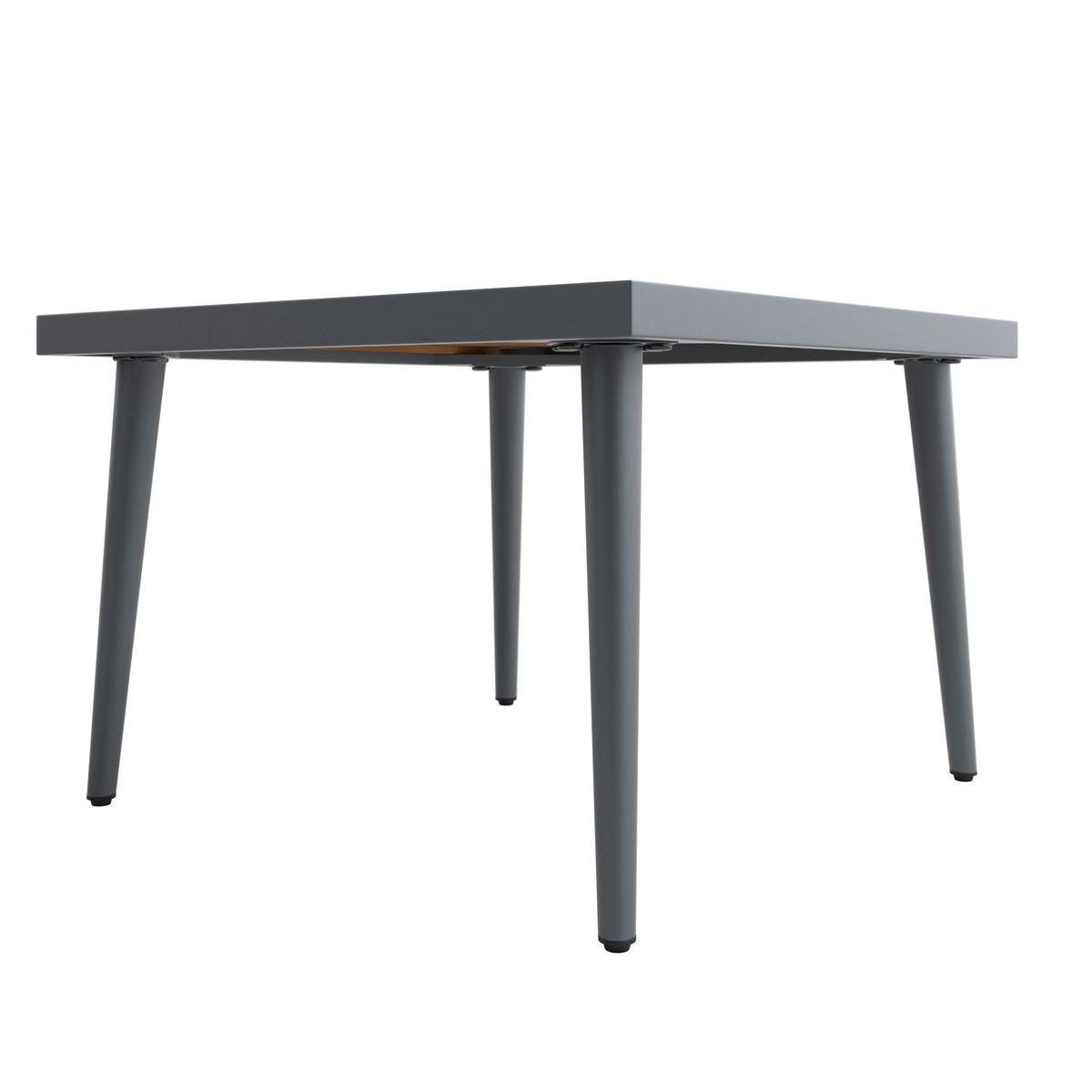 Loungegarnitur-Set Sallie Grau Holz/Metall/Outdoorstoff - Schwarz/Naturfarben, MODERN, Holz/Metall (205/76,5/58,5cm) - Bessagi Garden