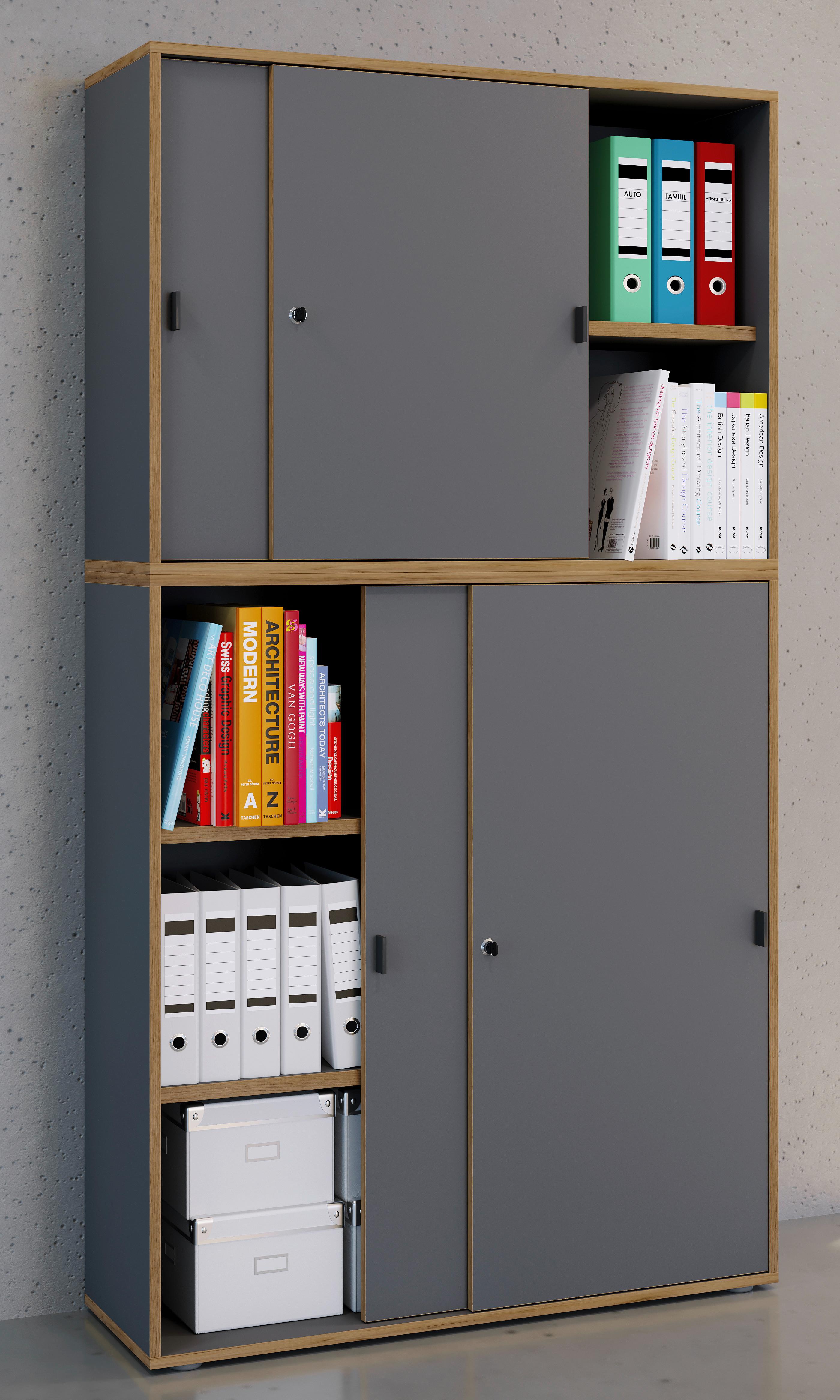 Arhivska Omara Salia B100, Antracit, Barva Hrasta - medeni hrast/antracit, Design, leseni material (100/183/37cm) - MID.YOU
