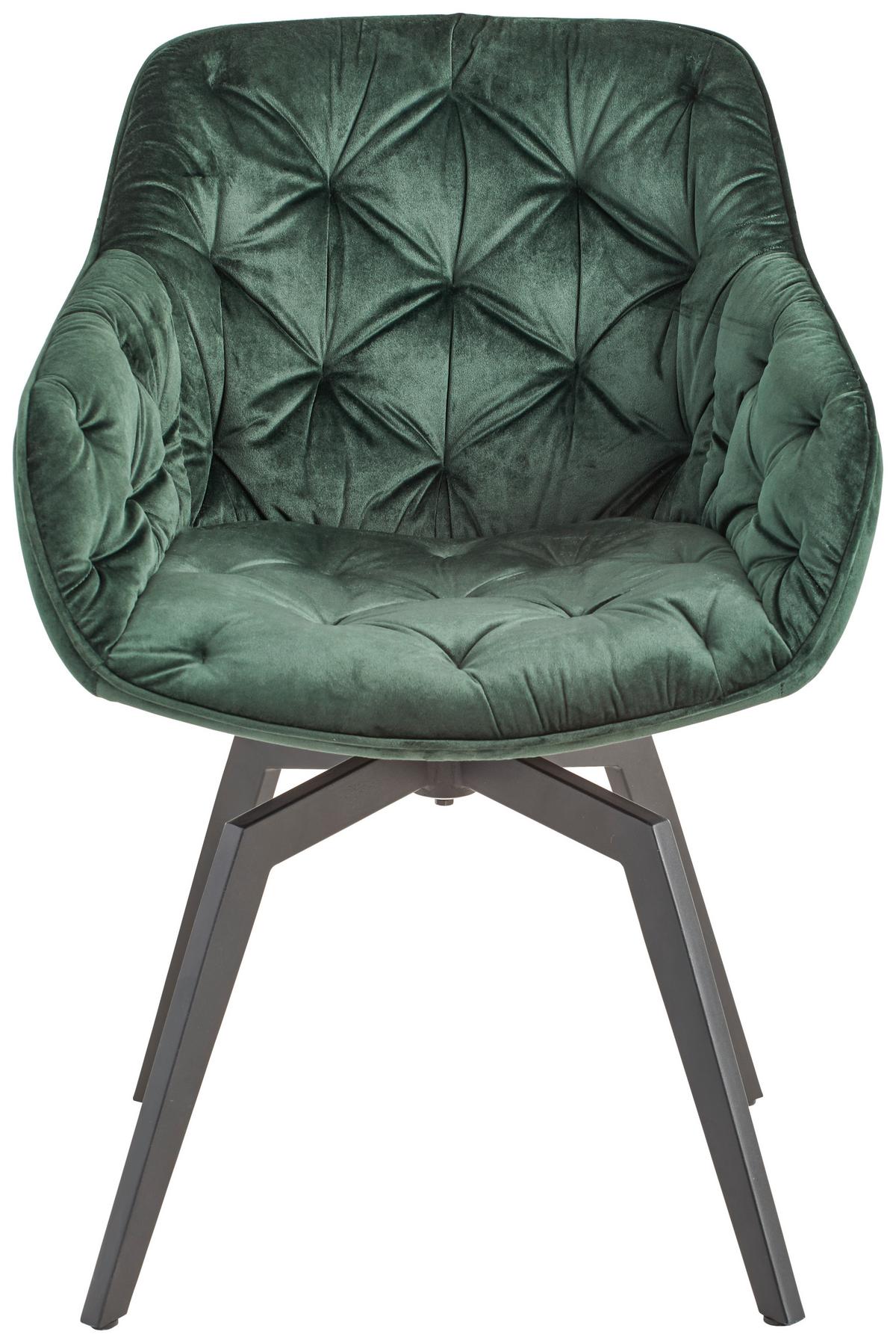 KRZESŁO Z PODŁOKIETNIKAMI AVEGNO - czarny/ciemnozielony, Modern, metal/drewno (58/83/63cm) - Livetastic