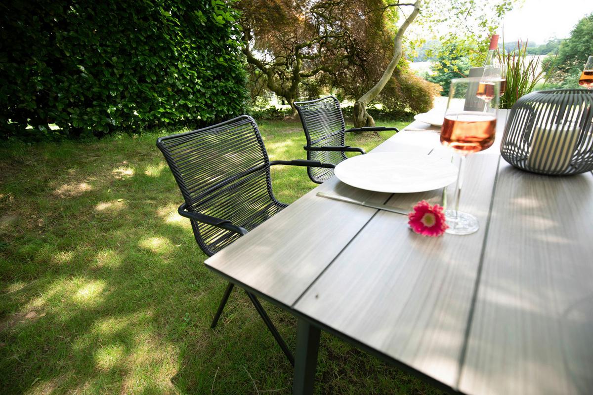 Gartengarnitur 5-tlg. Metall/Kunststoff - Anthrazit/Schwarz, Basics, Holzwerkstoff/Kunststoff (92/73/160cm) - Gardenson