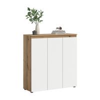 Schuhschrank Scarpa Weiß/Eiche - Eichefarben/Schwarz, Design, Holzwerkstoff/Kunststoff (105/111/37cm) - Livetastic