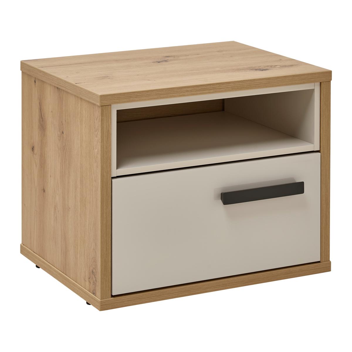 Nachtkästchen Casa Mia Kaschmirfarben/Eiche Artisan - Kaschmir/Anthrazit, KONVENTIONELL, Holzwerkstoff/Metall (45/50/40cm) - Modern Living