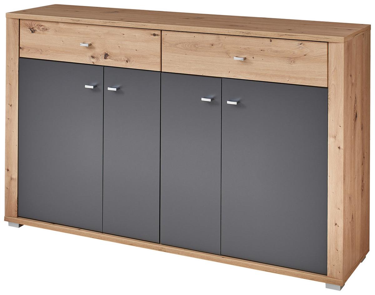 SZAFKA NA BUTY PABLO - kolor srebrny/kolor grafitowy, Design, materiał drewnopochodny/tworzywo sztuczne (159/103/38cm) - Xora