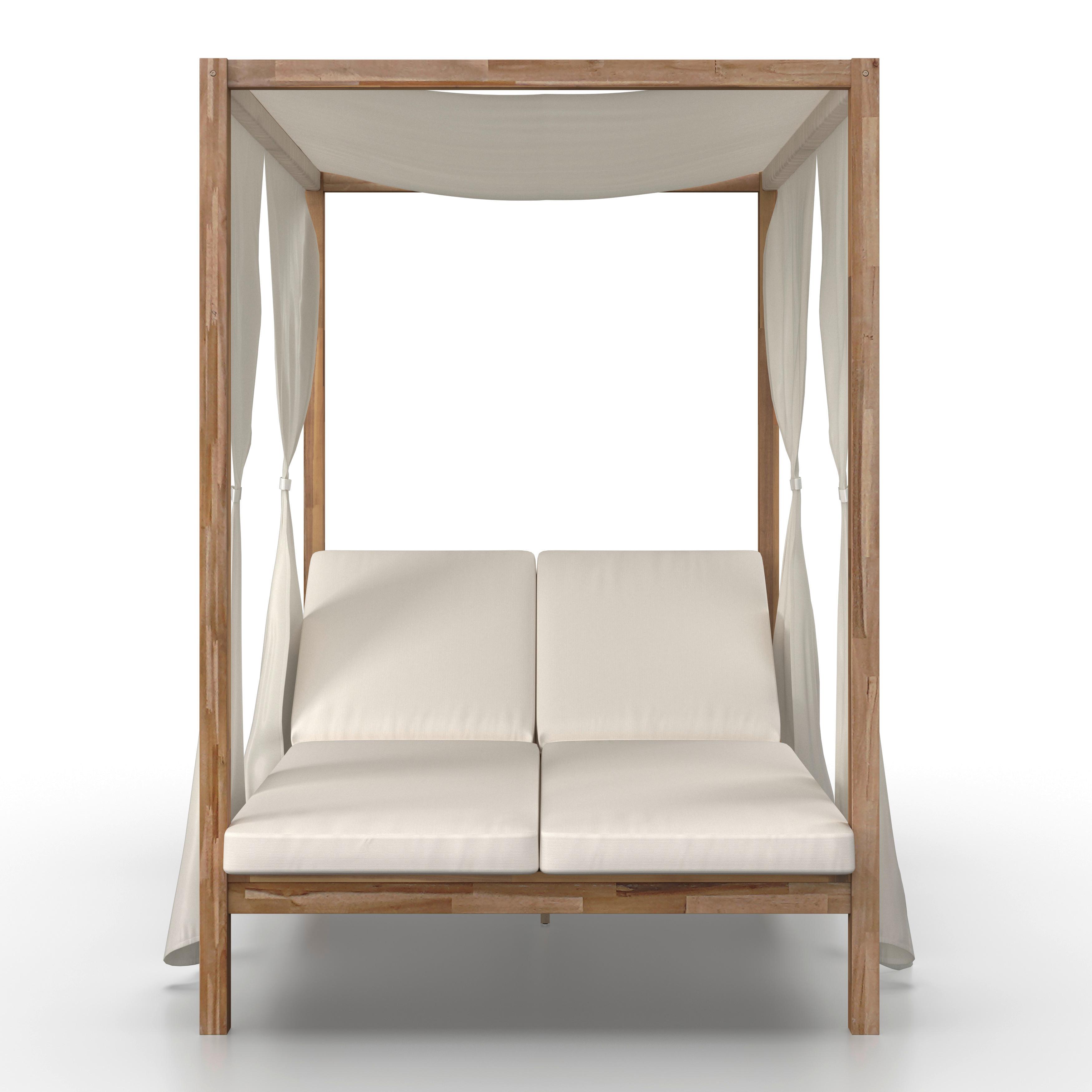 Sonneninsel Nicola Creme Holz/Outdoorstoff - Creme, MODERN, Holz/Textil (135,5/194,5/190cm) - Bessagi Garden