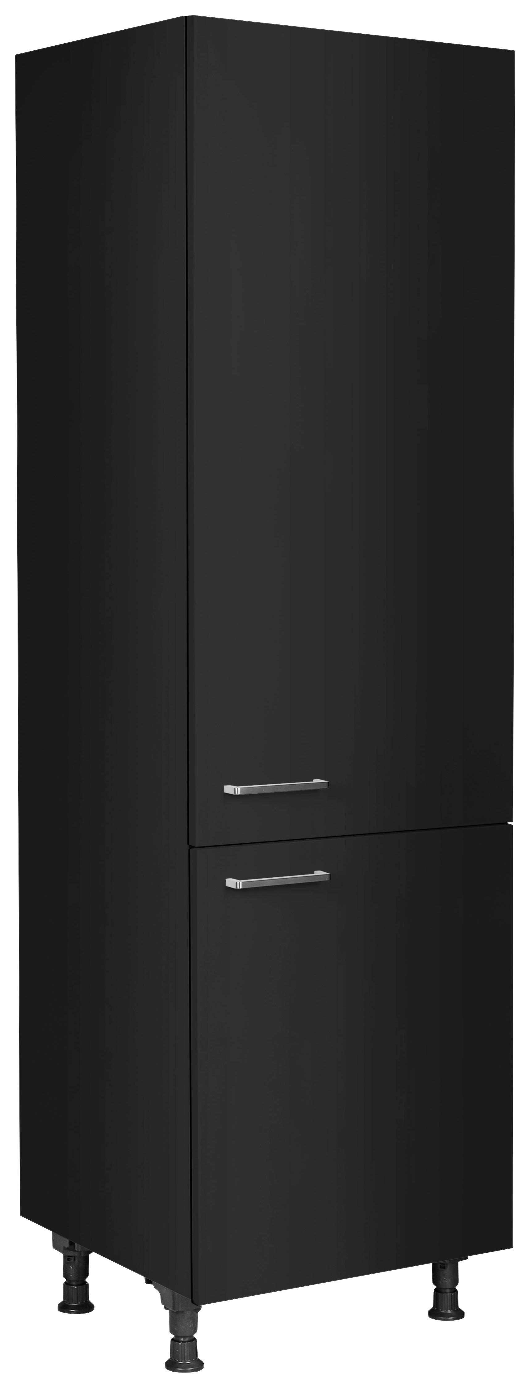 Geräteumbauschrank Touch Schwarz - Edelstahlfarben/Schwarz, MODERN, Holzwerkstoff/Metall (60/216,6/58cm) - Nobilia