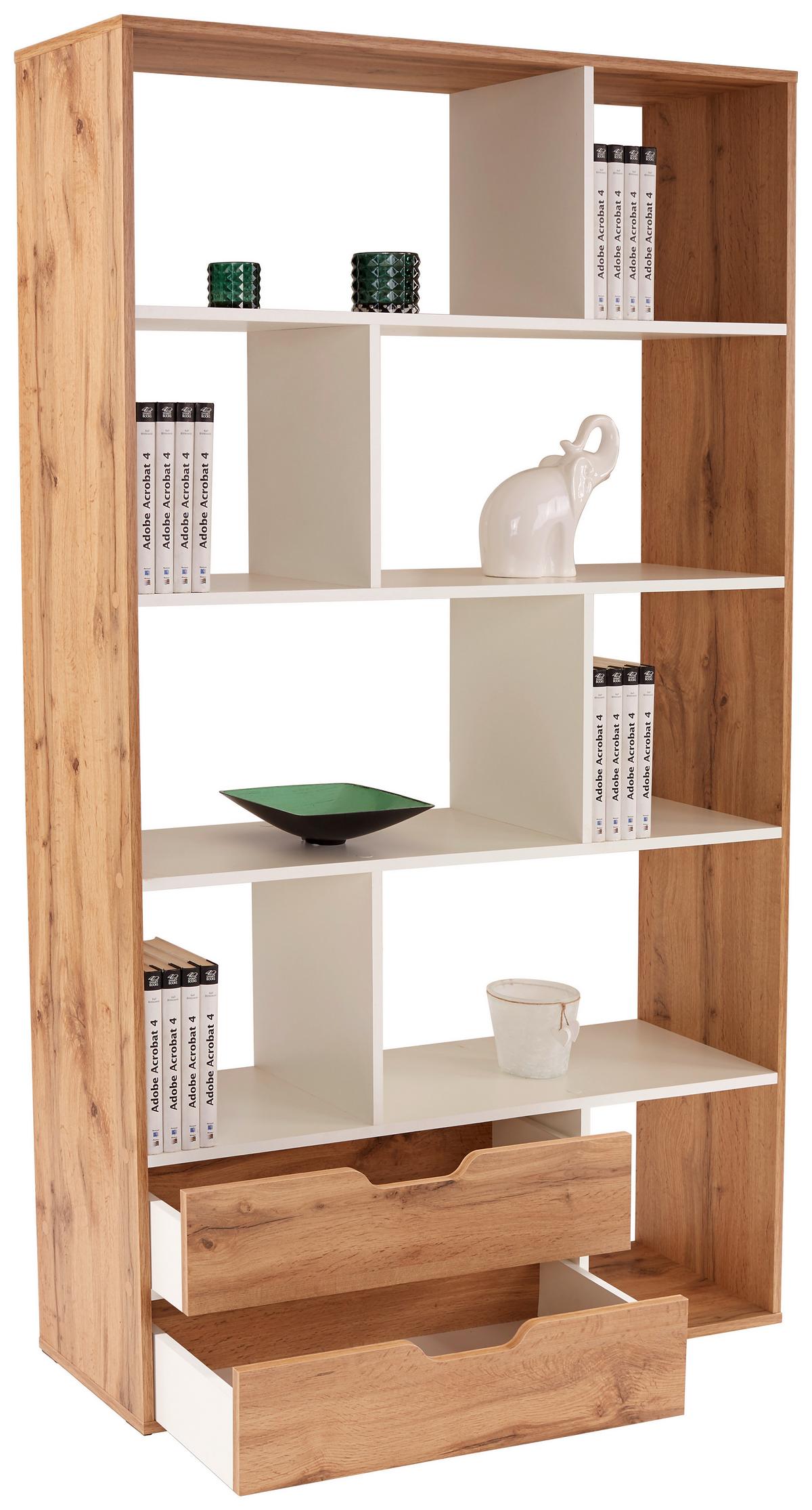 Mobilier despărțitor Roberto - alb/culoare lemn stejar, Modern, material pe bază de lemn (110/185/32cm) - Modern Living